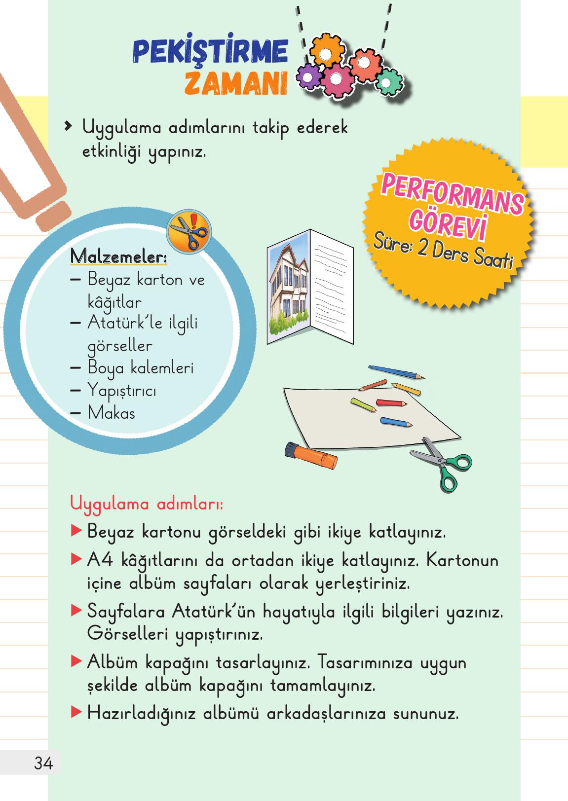 1. Sınıf Meb Yayınları 2. Kitap Hayat Bilgisi Ders Kitabı Sayfa 34 Cevapları