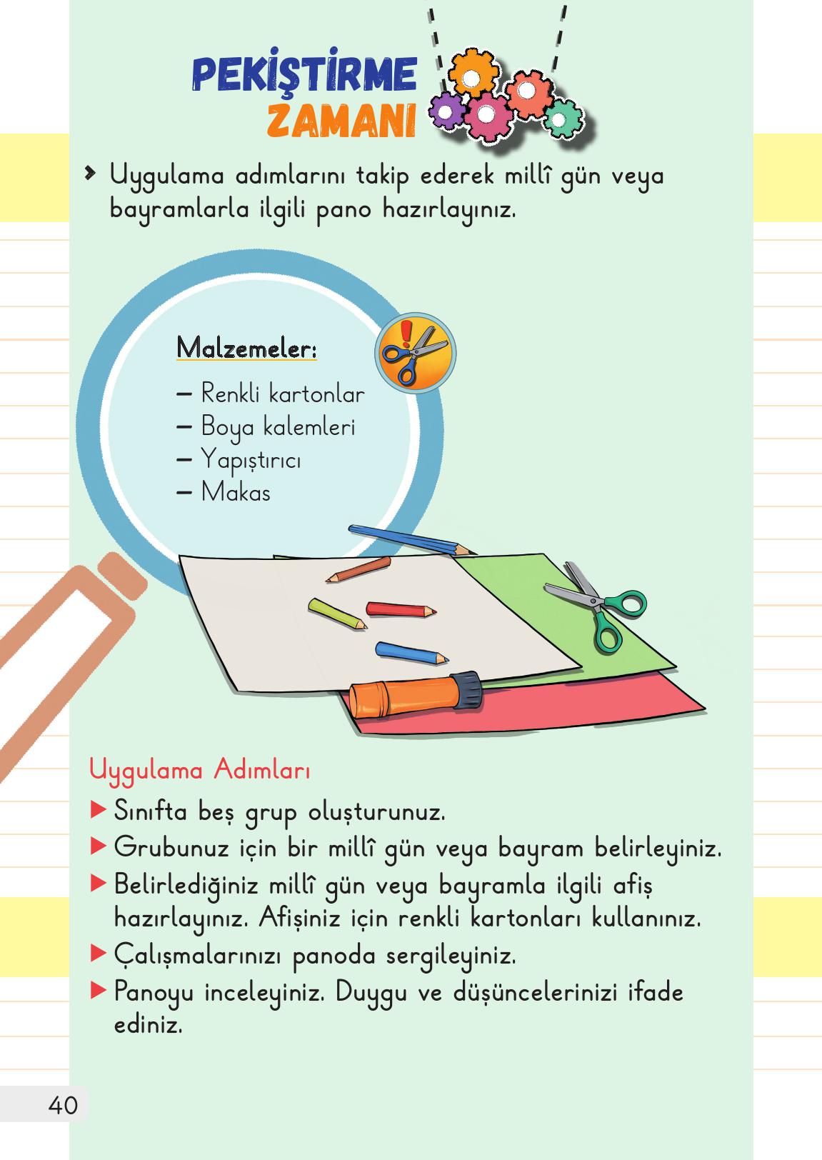 1. Sınıf Meb Yayınları 2. Kitap Hayat Bilgisi Ders Kitabı Sayfa 40 Cevapları