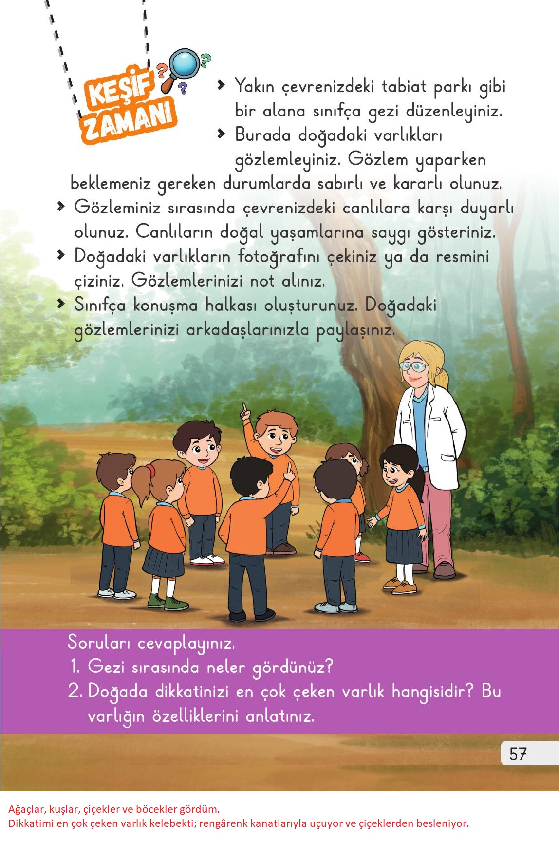 1. Sınıf Meb Yayınları 2. Kitap Hayat Bilgisi Ders Kitabı Sayfa 57 Cevapları