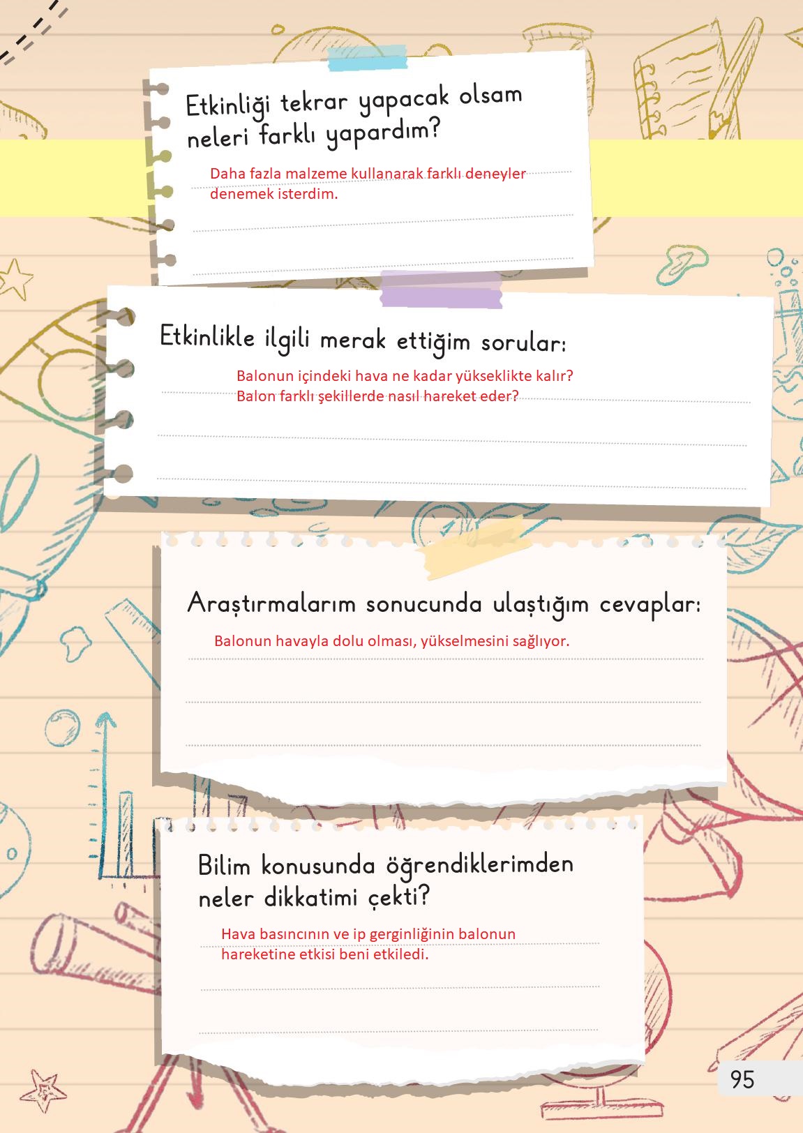 1. Sınıf Meb Yayınları 2. Kitap Hayat Bilgisi Ders Kitabı Sayfa 95 Cevapları