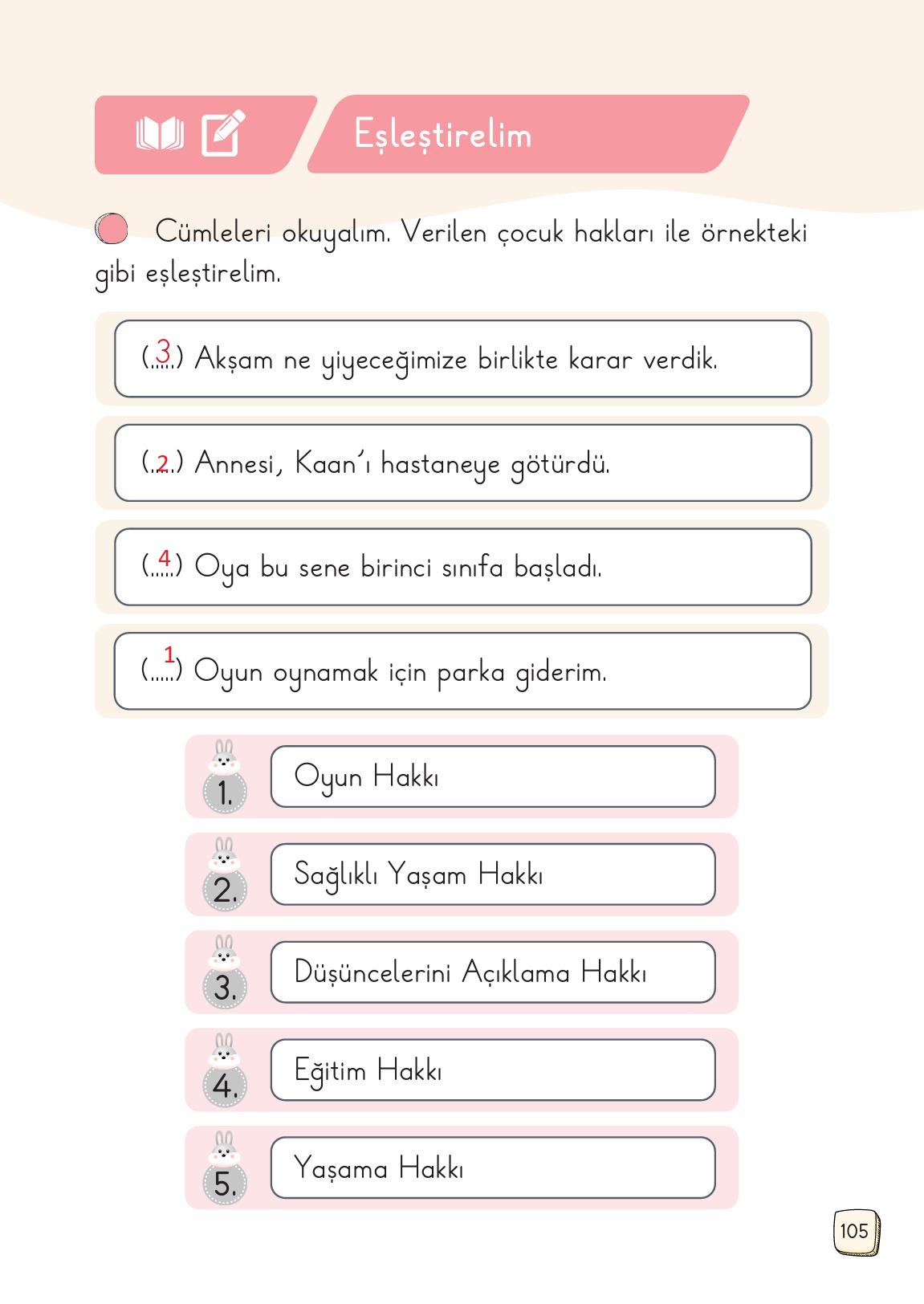 1. Sınıf Meb Yayınları 2. Kitap Türkçe Ders Kitabı Sayfa 105 Cevapları