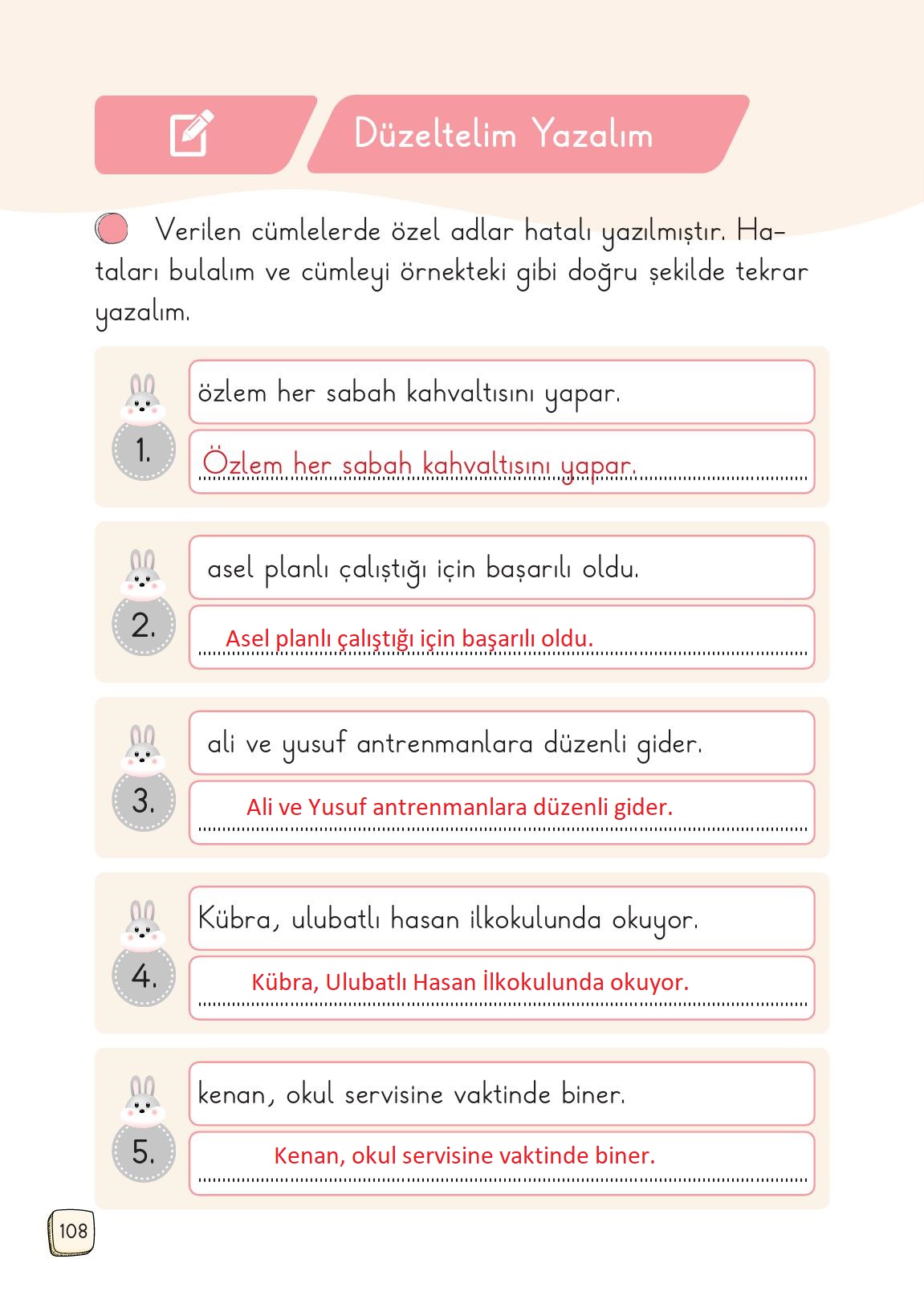 1. Sınıf Meb Yayınları 2. Kitap Türkçe Ders Kitabı Sayfa 108 Cevapları