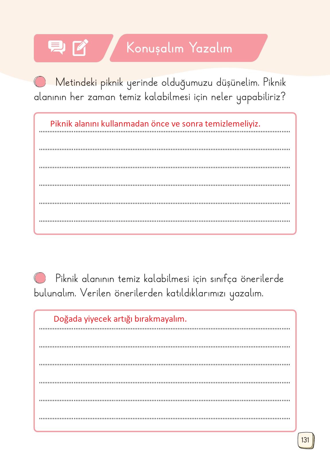 1. Sınıf Meb Yayınları 2. Kitap Türkçe Ders Kitabı Sayfa 131 Cevapları