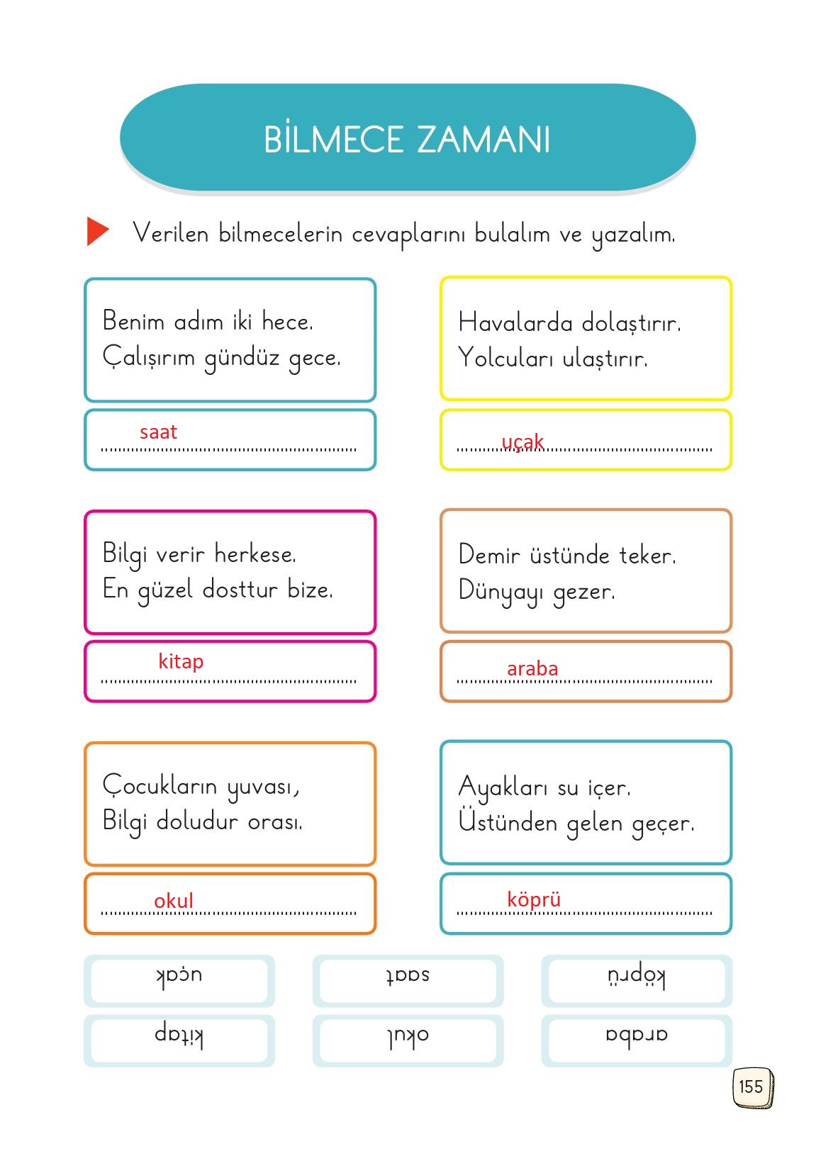 1. Sınıf Meb Yayınları 2. Kitap Türkçe Ders Kitabı Sayfa 155 Cevapları 1. Sınıf Meb Yayınları 2. Kitap Türkçe Ders Kitabı Sayfa 155 Cevapları