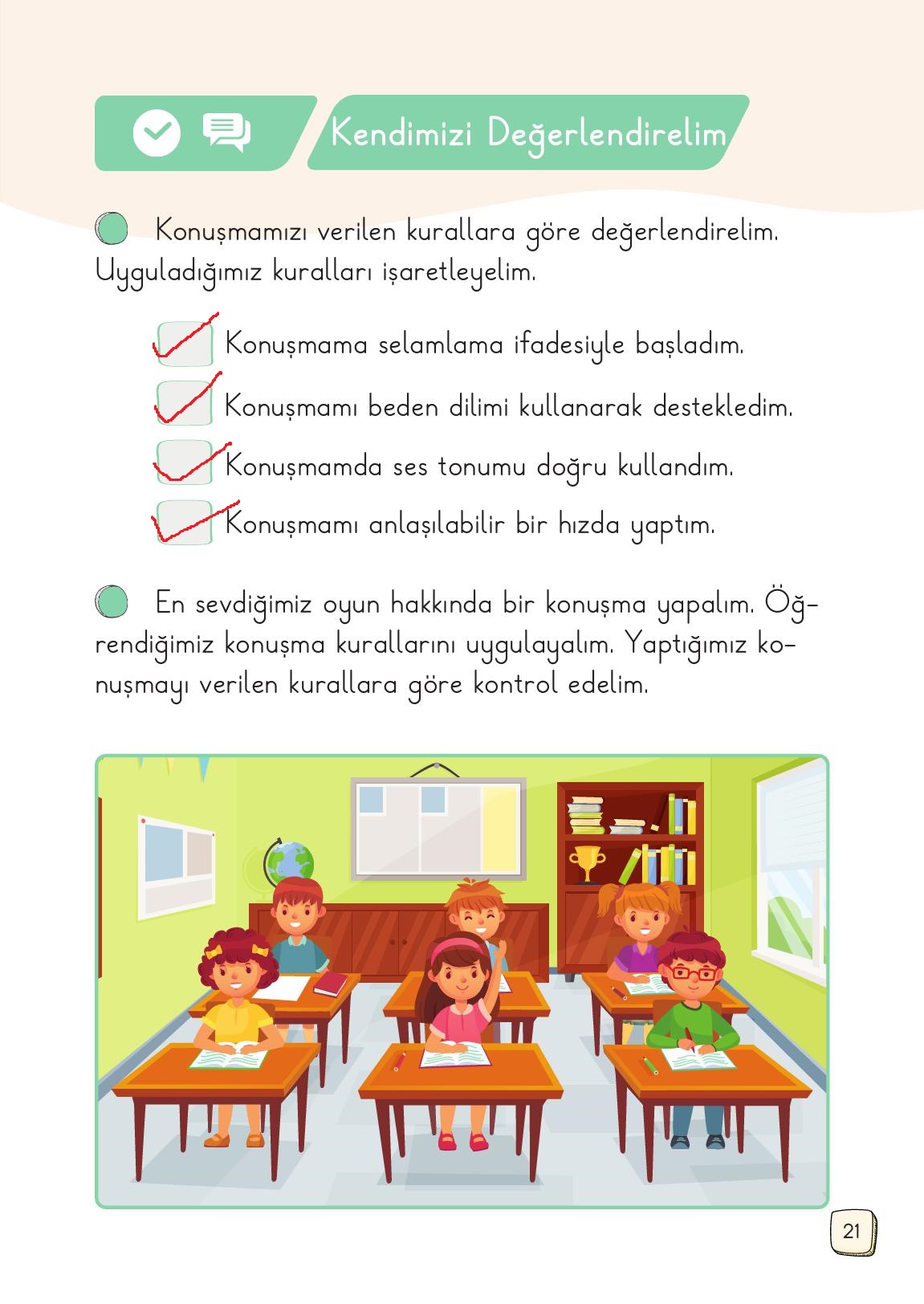 1. Sınıf Meb Yayınları 2. Kitap Türkçe Ders Kitabı Sayfa 21 Cevapları