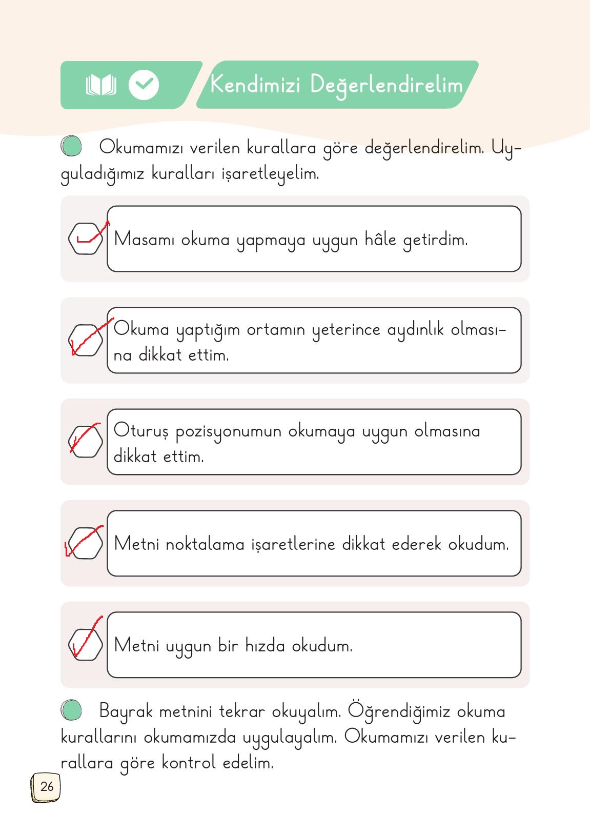 1. Sınıf Meb Yayınları 2. Kitap Türkçe Ders Kitabı Sayfa 26 Cevapları