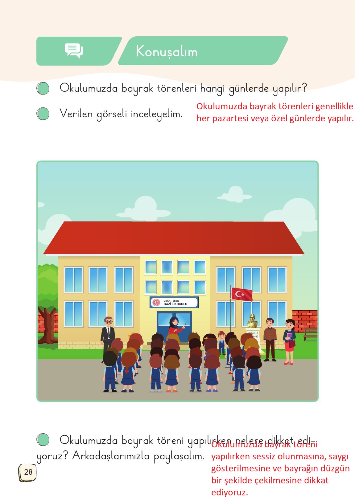 1. Sınıf Meb Yayınları 2. Kitap Türkçe Ders Kitabı Sayfa 28 Cevapları