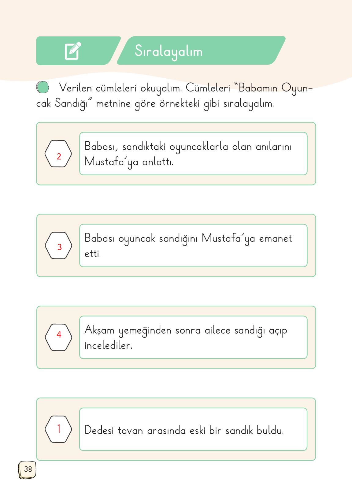 1. Sınıf Meb Yayınları 2. Kitap Türkçe Ders Kitabı Sayfa 38 Cevapları