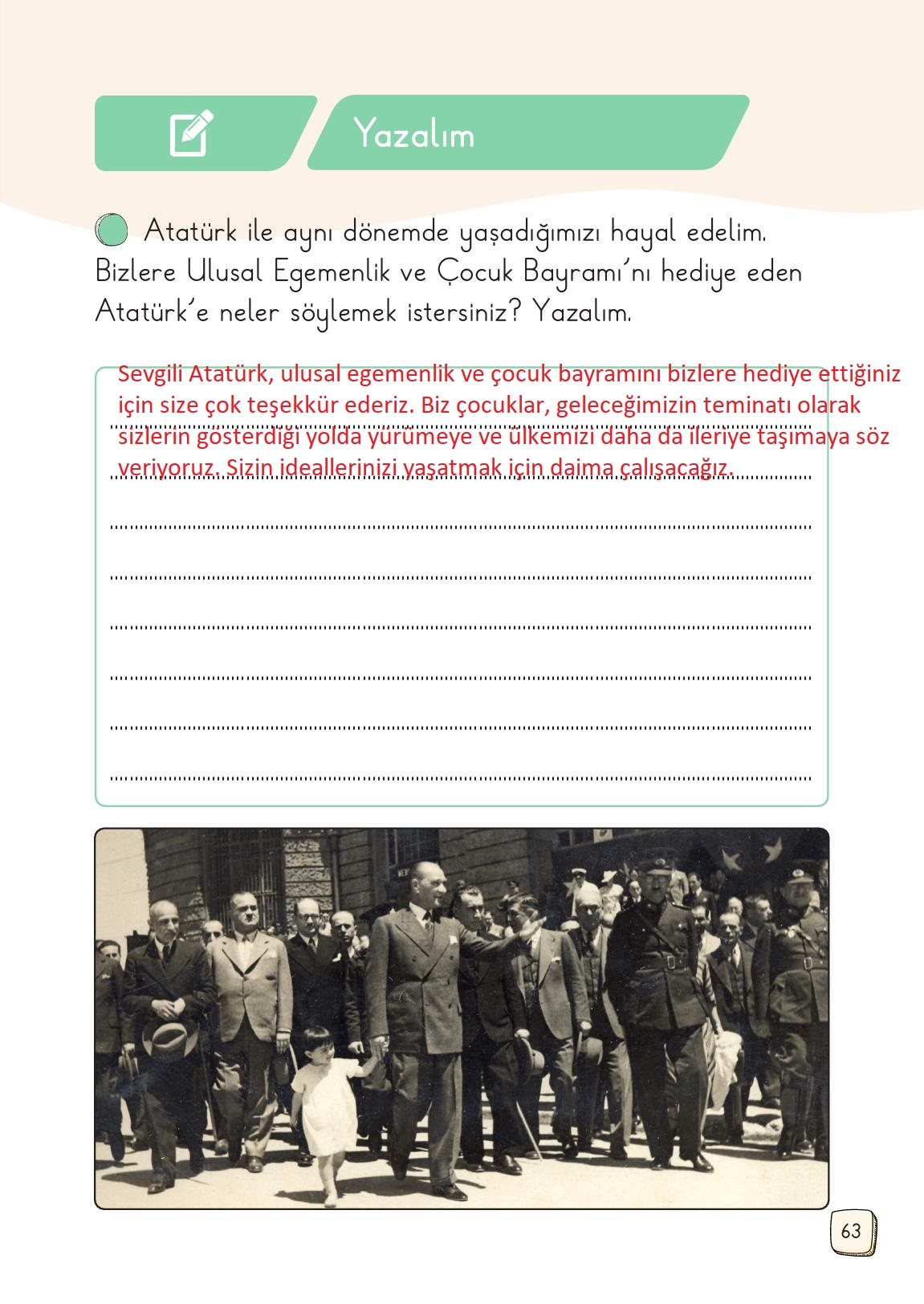 1. Sınıf Meb Yayınları 2. Kitap Türkçe Ders Kitabı Sayfa 63 Cevapları