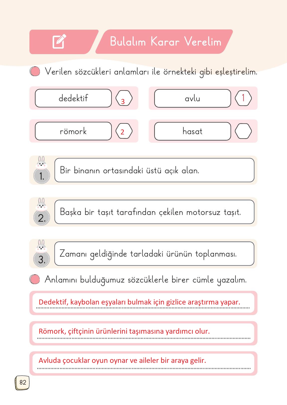 1. Sınıf Meb Yayınları 2. Kitap Türkçe Ders Kitabı Sayfa 82 Cevapları