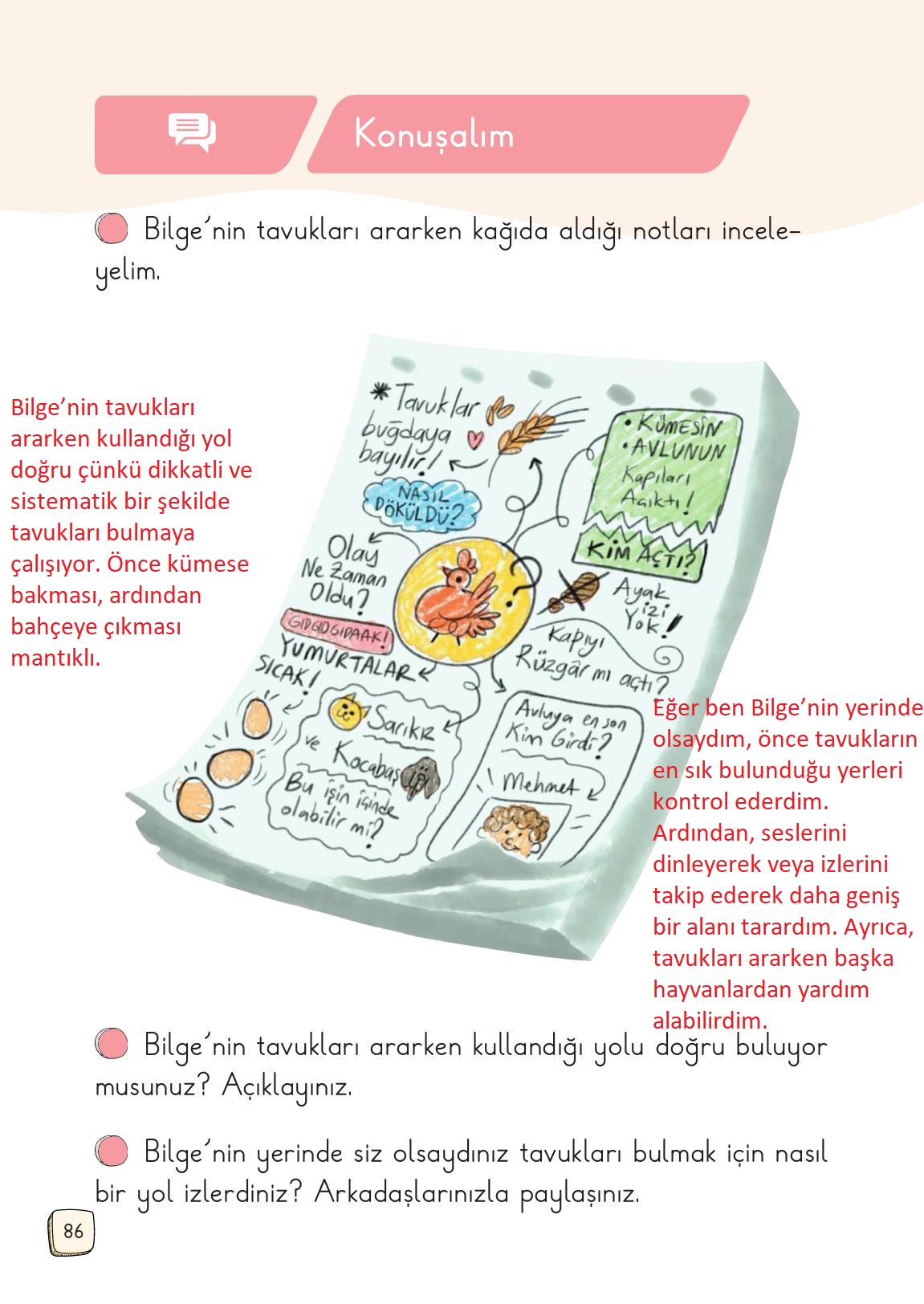 1. Sınıf Meb Yayınları 2. Kitap Türkçe Ders Kitabı Sayfa 86 Cevapları