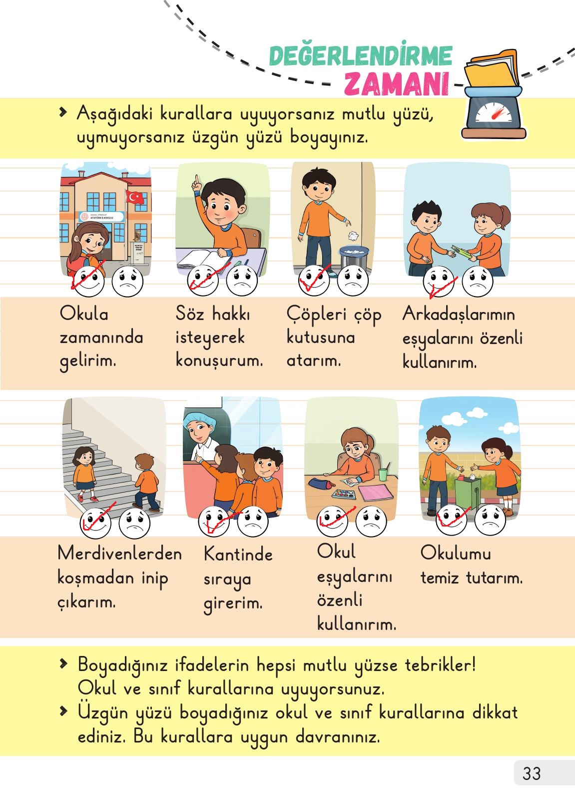 1. Sınıf Meb Yayınları Hayat Bilgisi Ders Kitabı Sayfa 33 Cevapları