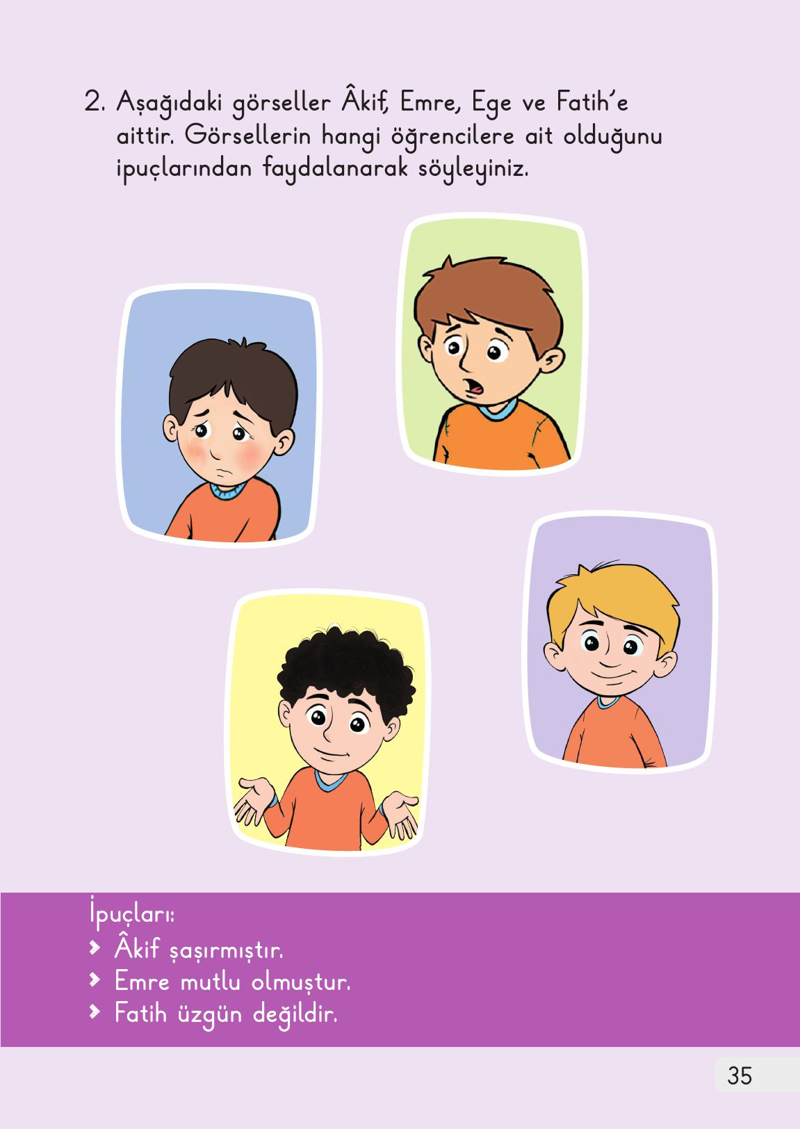 1. Sınıf Meb Yayınları Hayat Bilgisi Ders Kitabı Sayfa 35 Cevapları