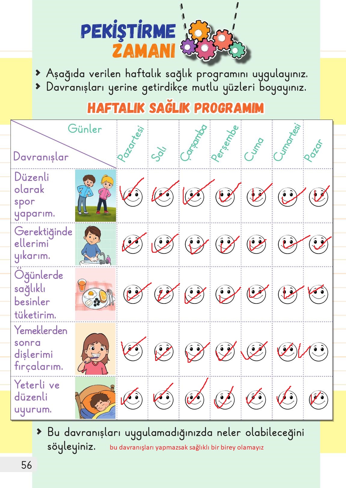 1. Sınıf Meb Yayınları Hayat Bilgisi Ders Kitabı Sayfa 56 Cevapları