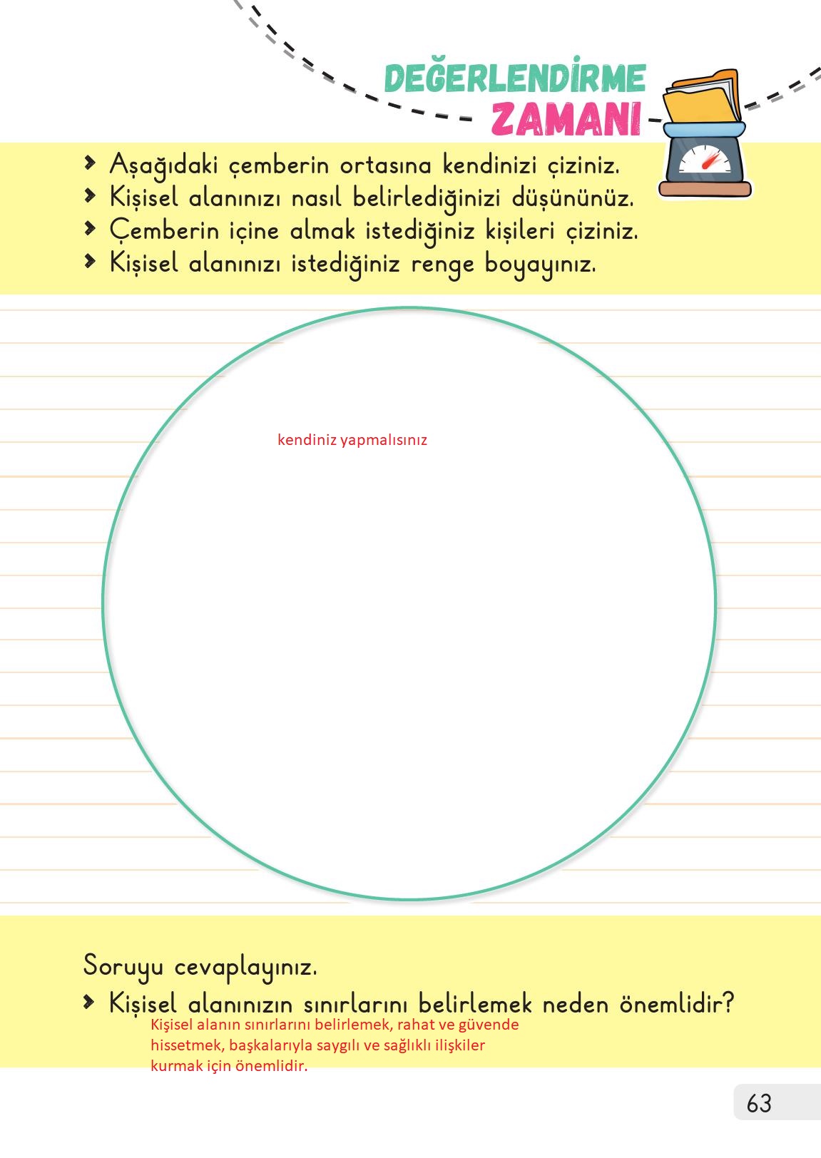1. Sınıf Meb Yayınları Hayat Bilgisi Ders Kitabı Sayfa 63 Cevapları