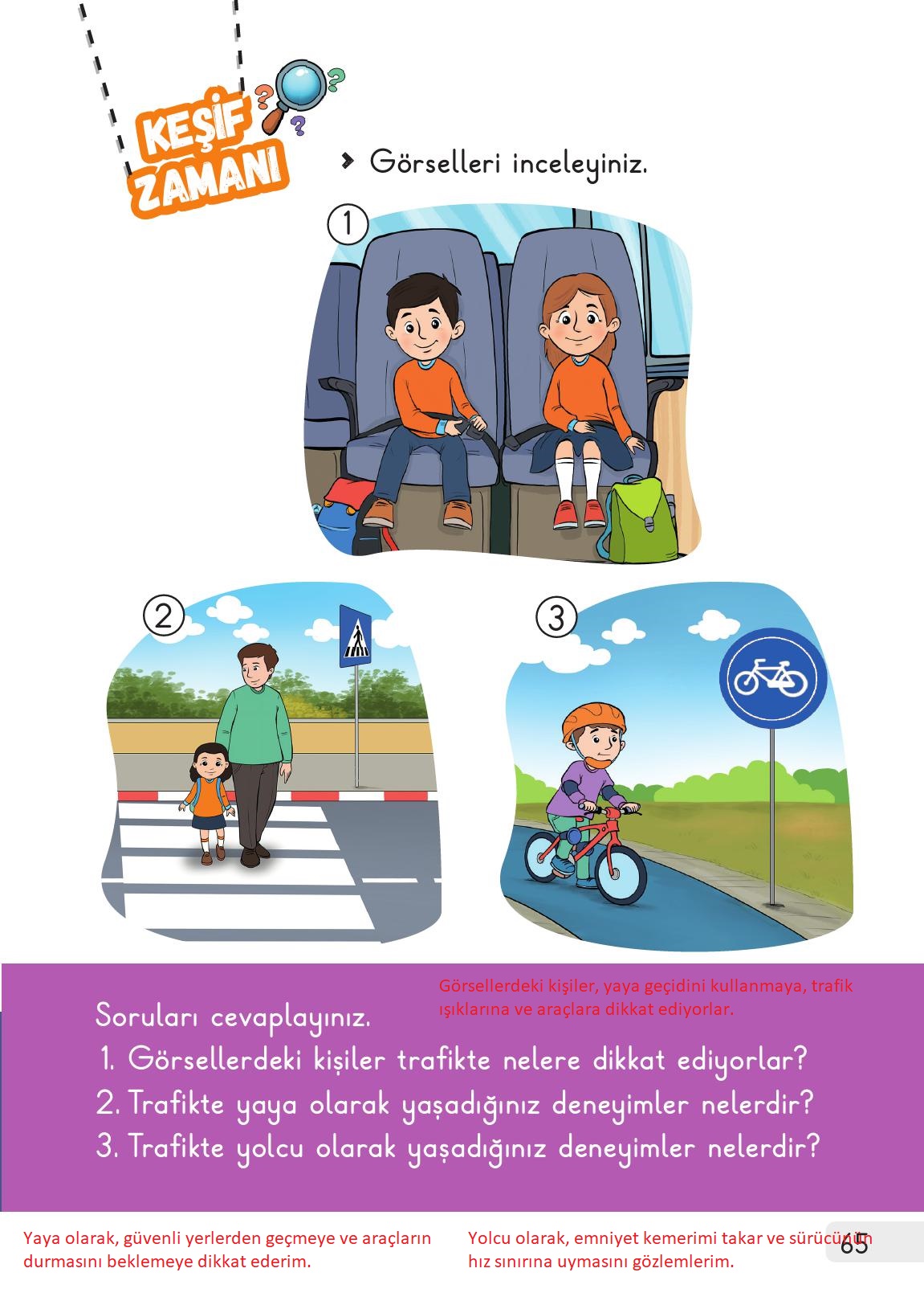 1. Sınıf Meb Yayınları Hayat Bilgisi Ders Kitabı Sayfa 65 Cevapları