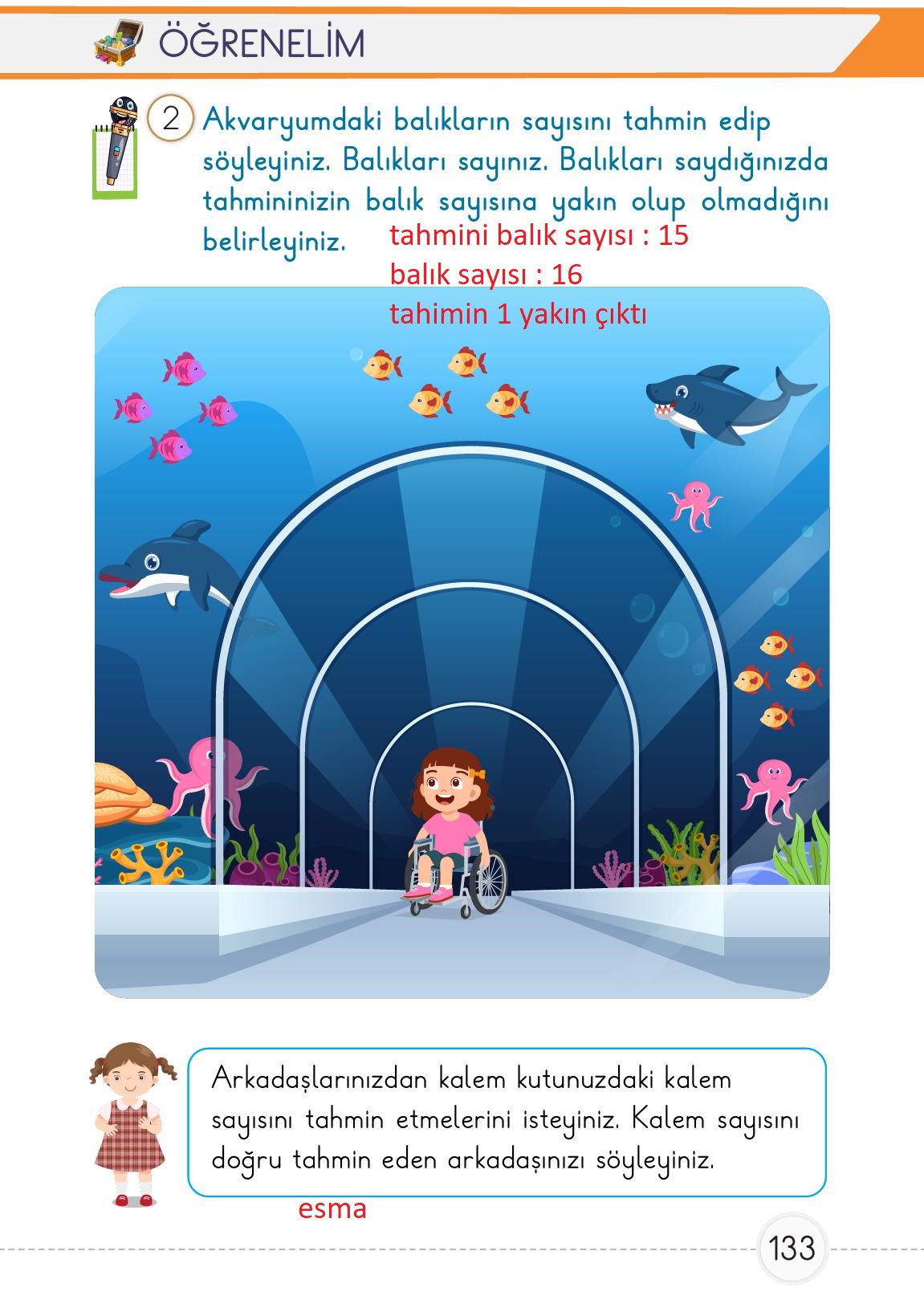 1. Sınıf Meb Yayınları Matematik Ders Kitabı Sayfa 133 Cevapları