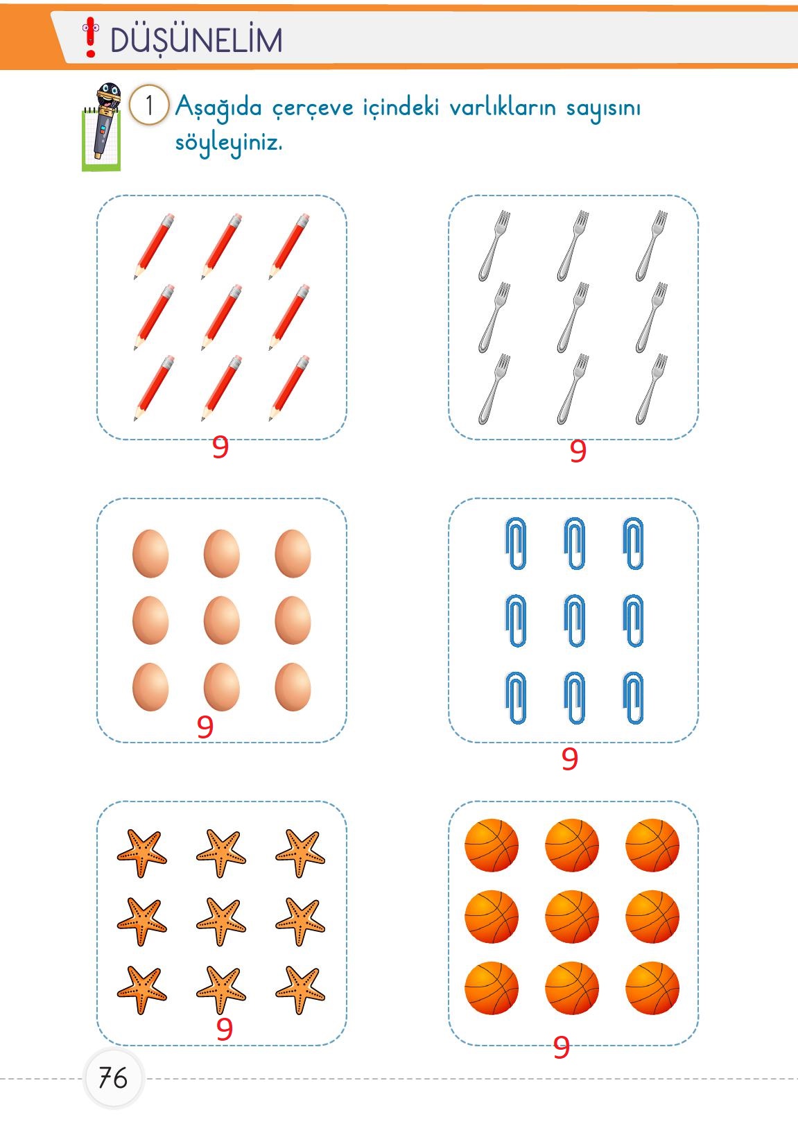 1. Sınıf Meb Yayınları Matematik Ders Kitabı Sayfa 76 Cevapları