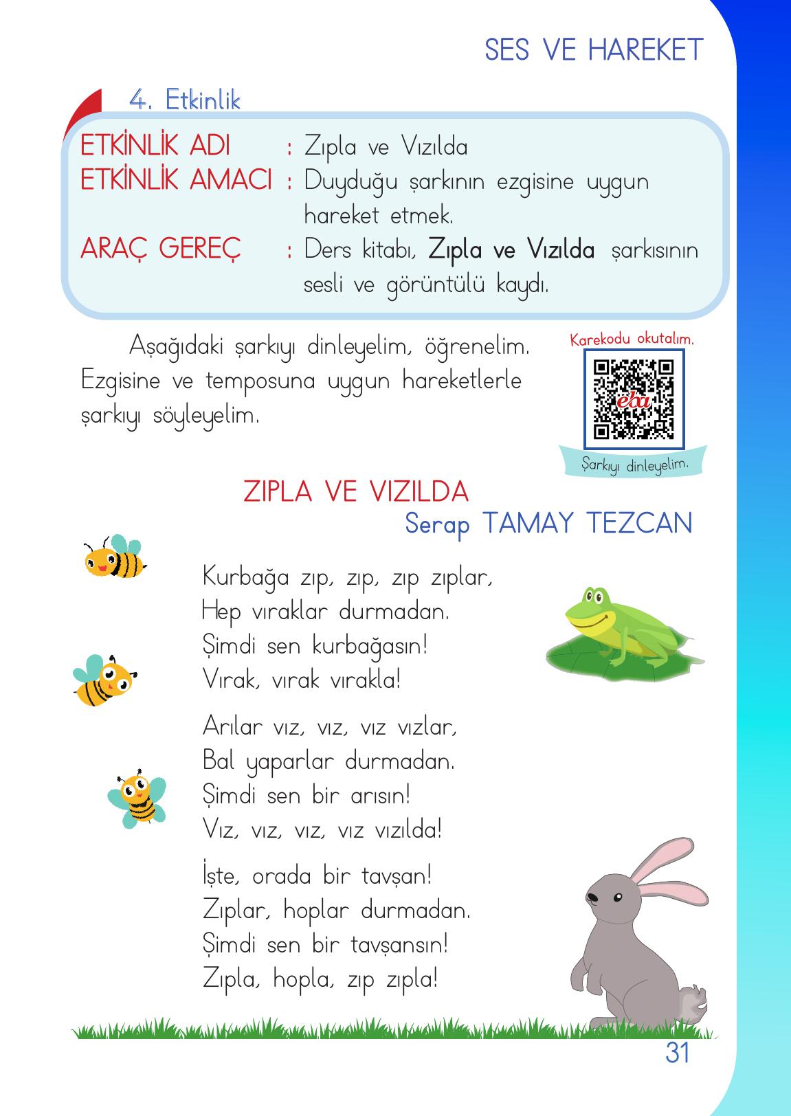 1. Sınıf Meb Yayınları Müzik Ders Kitabı Sayfa 31 Cevapları