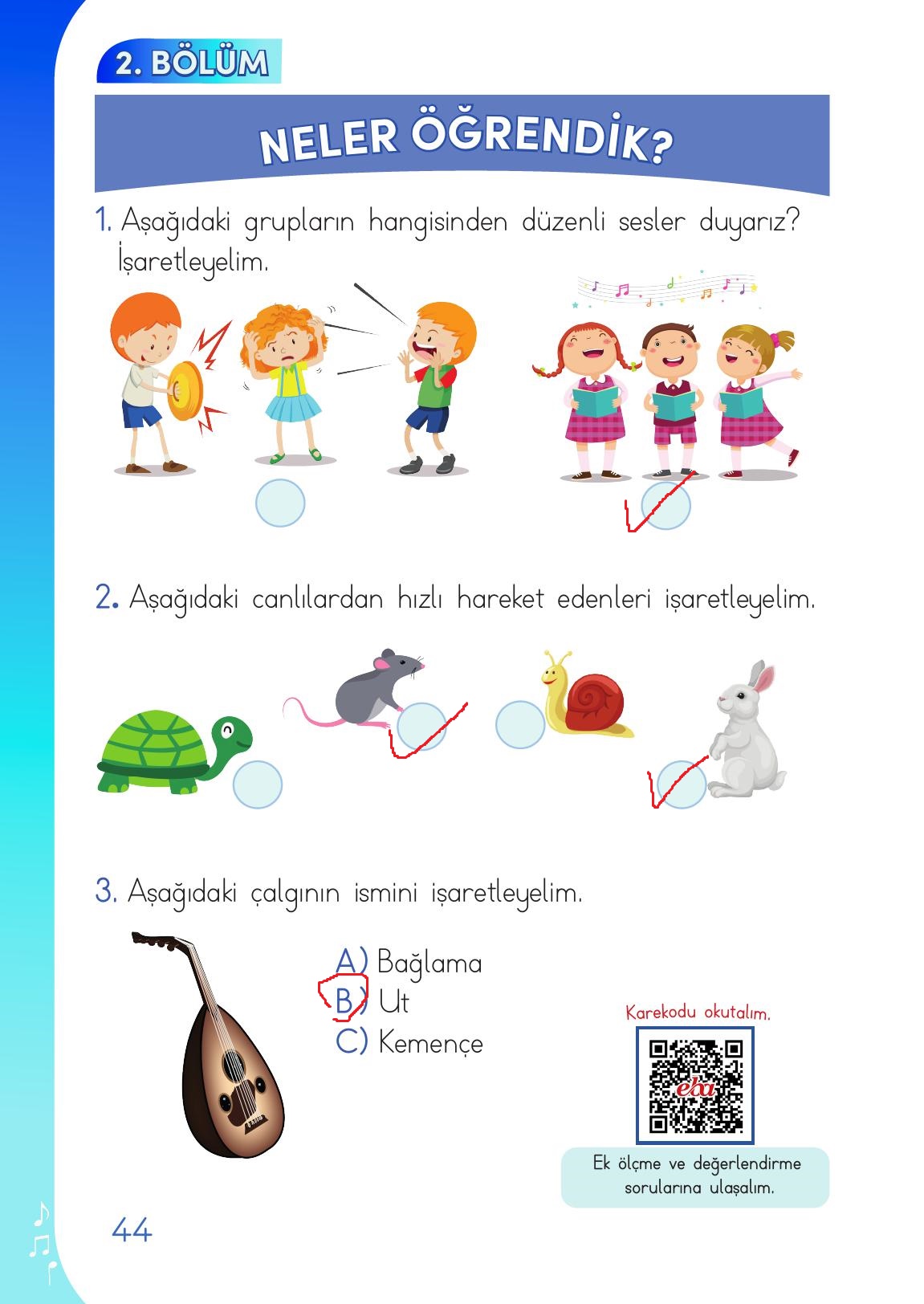 1. Sınıf Meb Yayınları Müzik Ders Kitabı Sayfa 44 Cevapları 1. Sınıf Meb Yayınları Müzik Ders Kitabı Sayfa 44 Cevapları