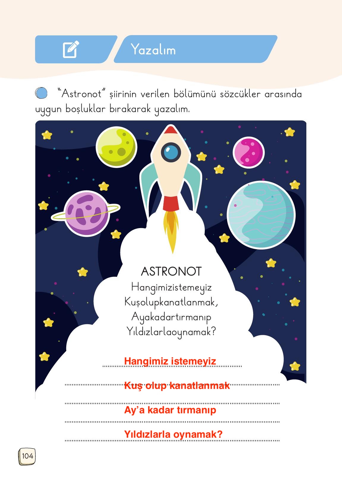 1. Sınıf Meb Yayınları Türkçe Ders Kitabı Sayfa 104 Cevapları 1. Sınıf Meb Yayınları Türkçe Ders Kitabı Sayfa 104 Cevapları