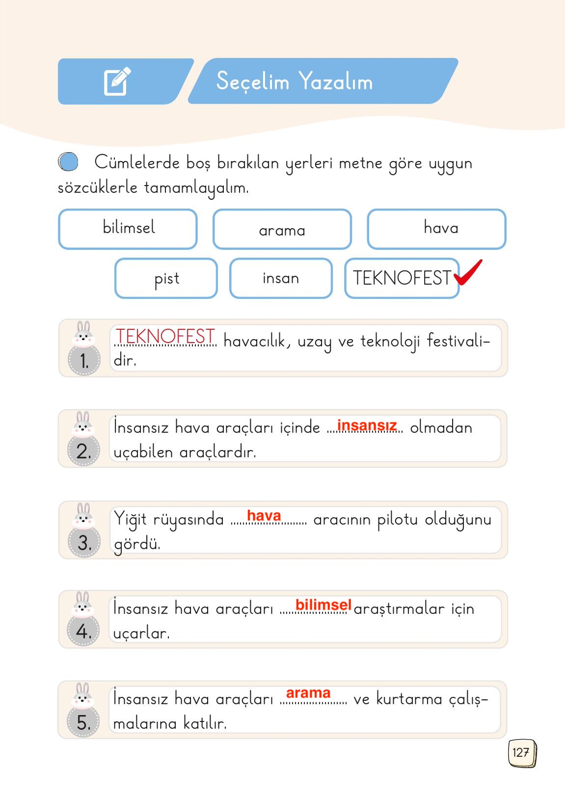 1. Sınıf Meb Yayınları Türkçe Ders Kitabı Sayfa 127 Cevapları