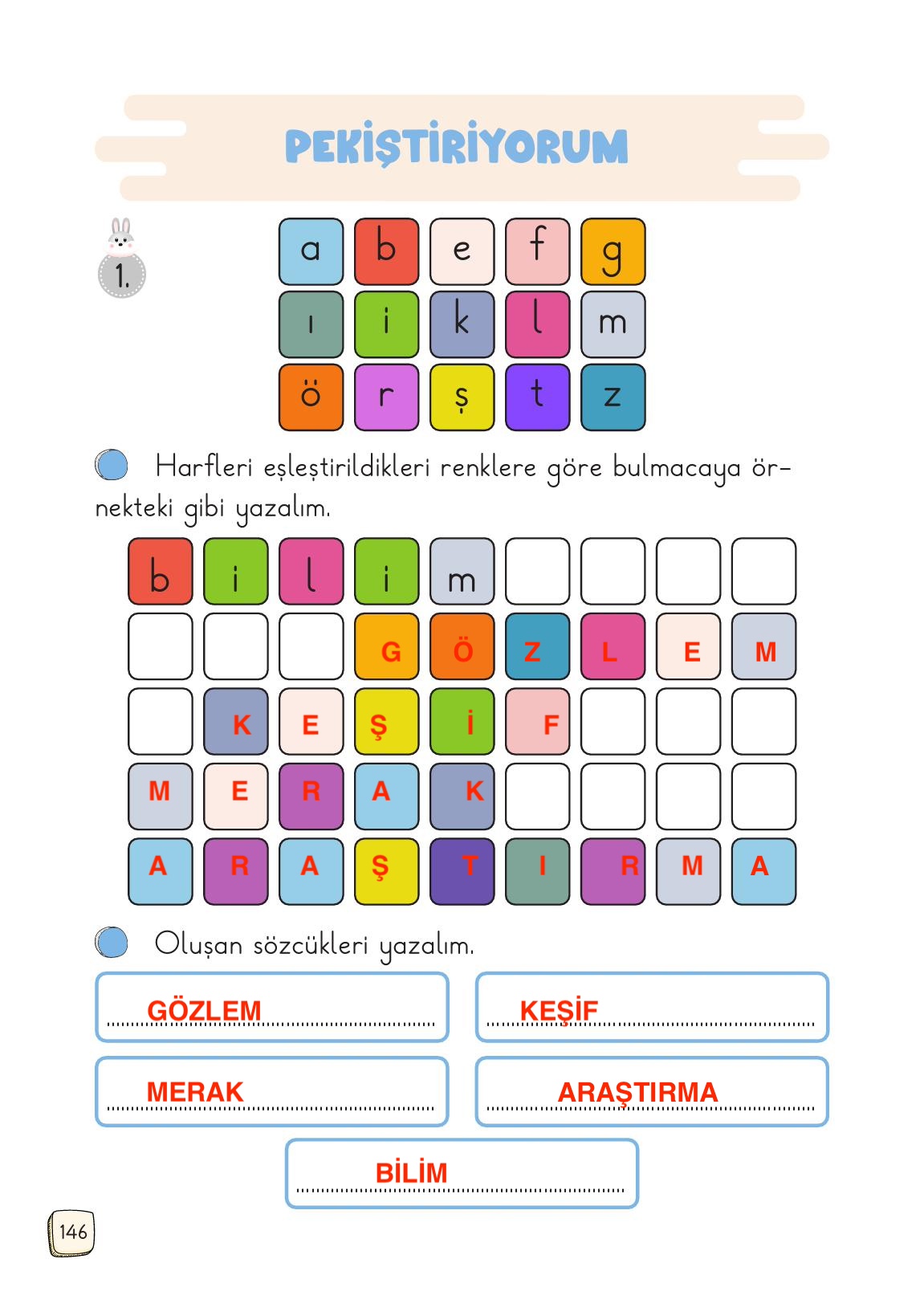 1. Sınıf Meb Yayınları Türkçe Ders Kitabı Sayfa 146 Cevapları