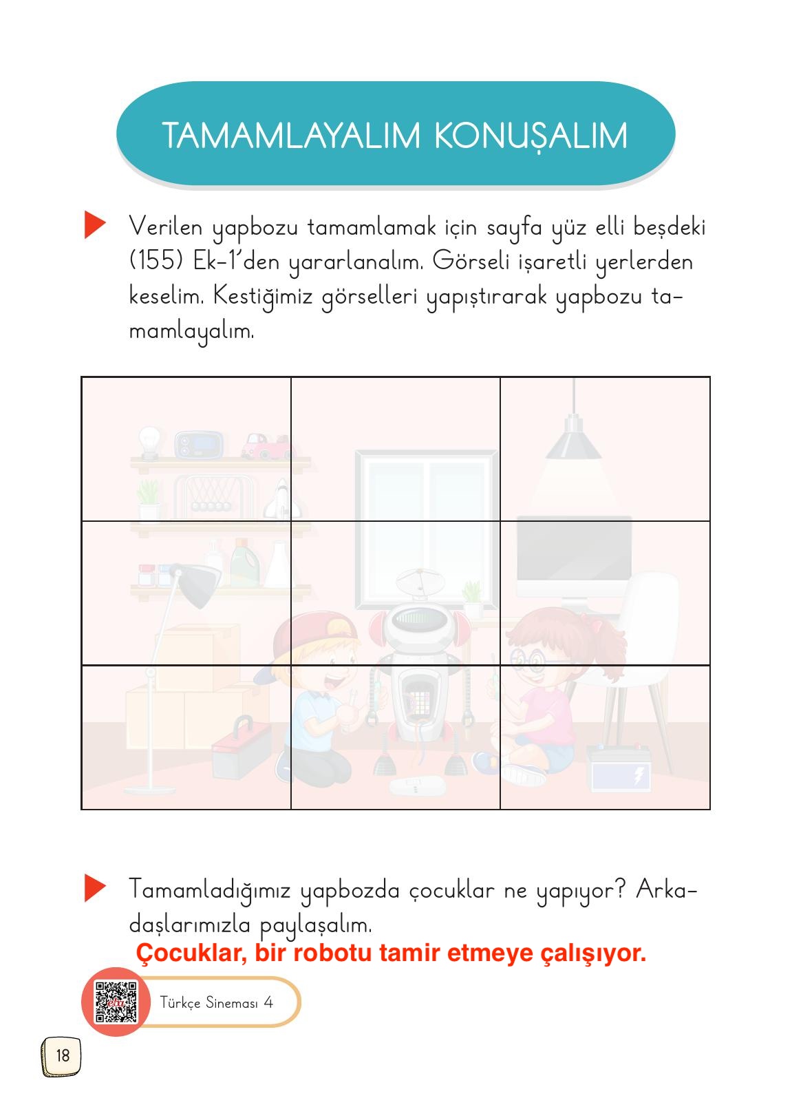 1. Sınıf Meb Yayınları Türkçe Ders Kitabı Sayfa 18 Cevapları