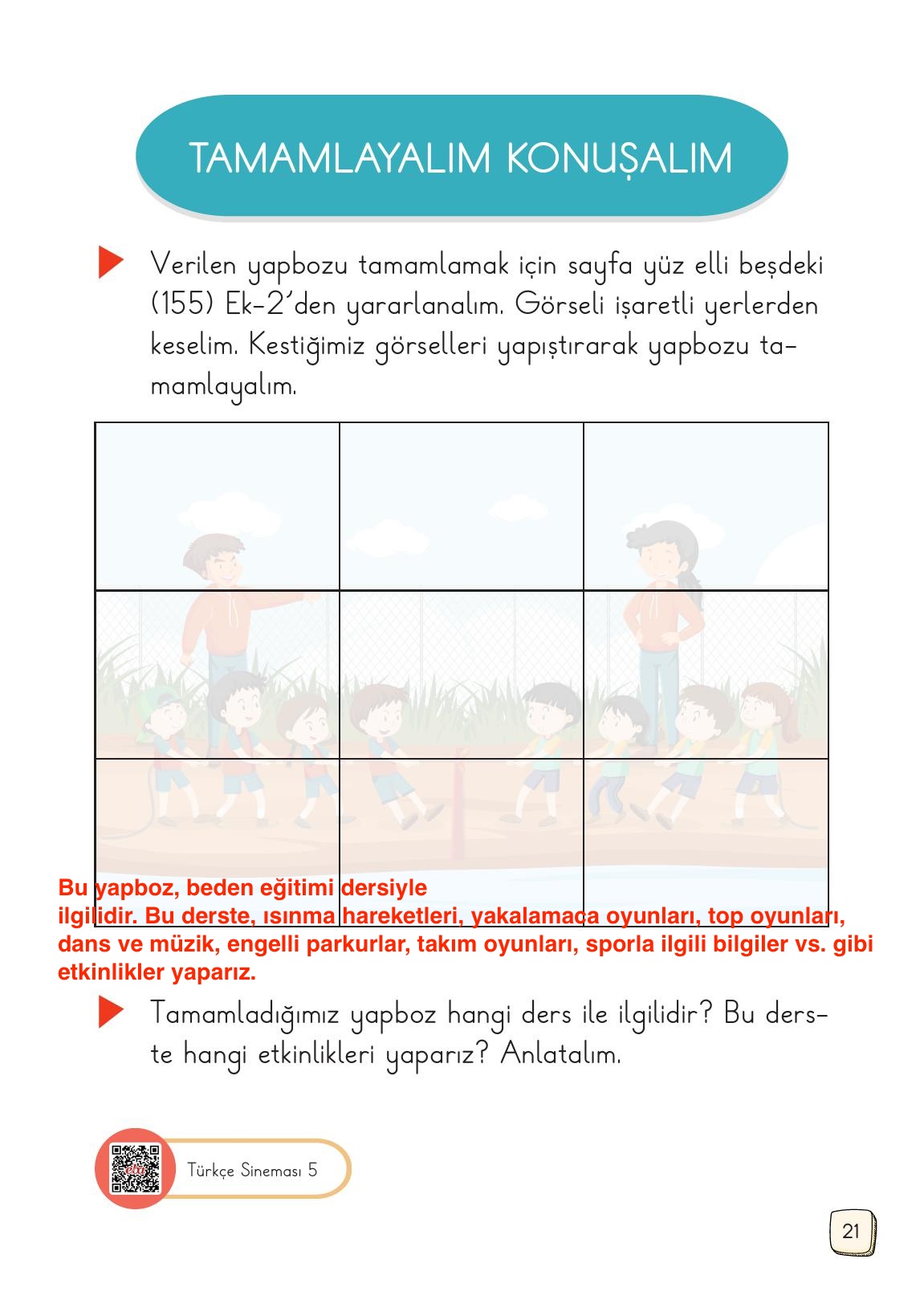 1. Sınıf Meb Yayınları Türkçe Ders Kitabı Sayfa 21 Cevapları