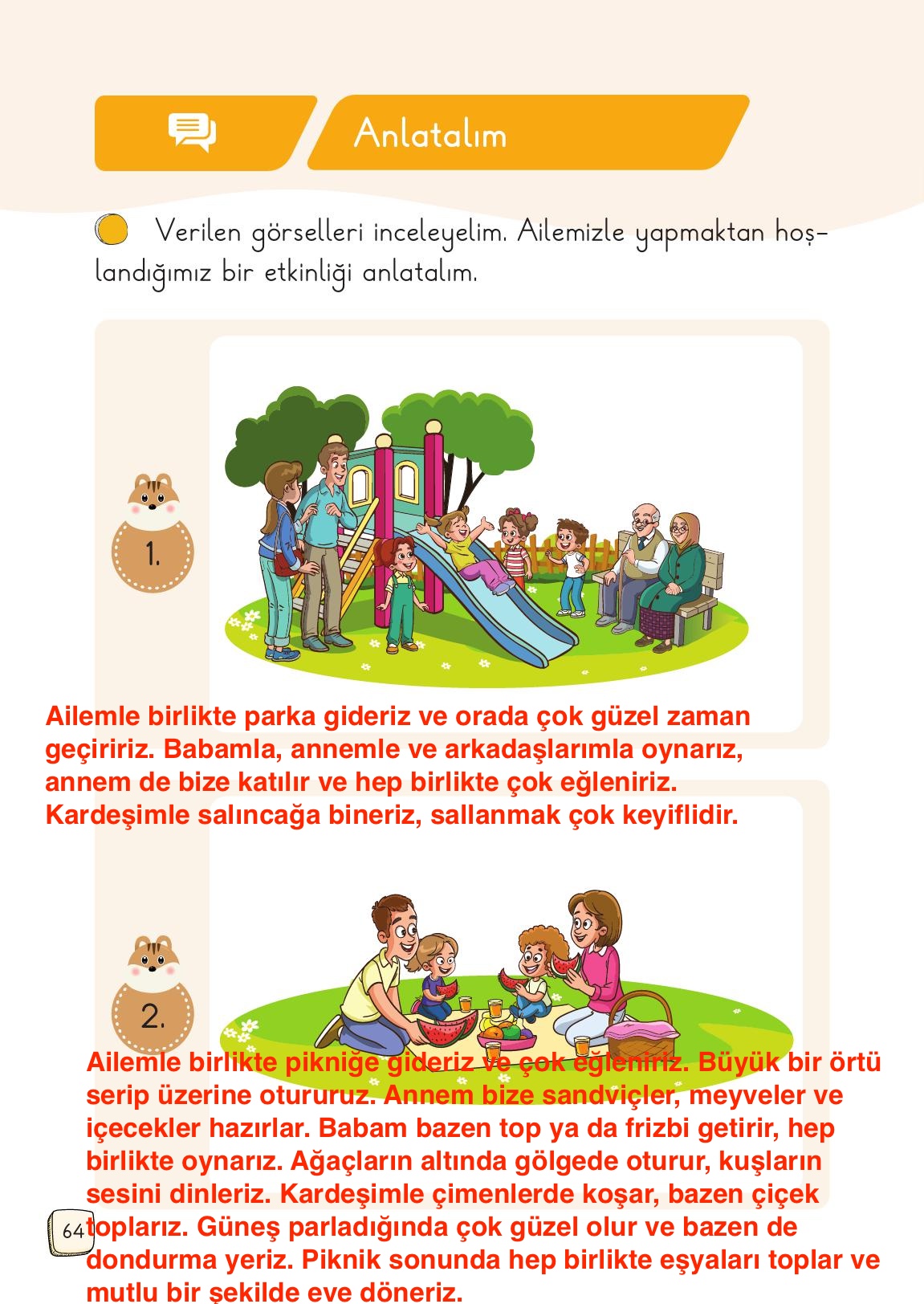 1. Sınıf Meb Yayınları Türkçe Ders Kitabı Sayfa 64 Cevapları