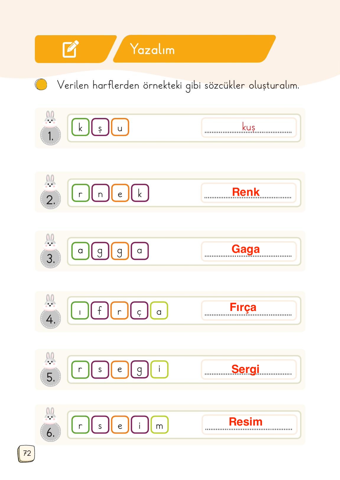 1. Sınıf Meb Yayınları Türkçe Ders Kitabı Sayfa 72 Cevapları 1. Sınıf Meb Yayınları Türkçe Ders Kitabı Sayfa 72 Cevapları