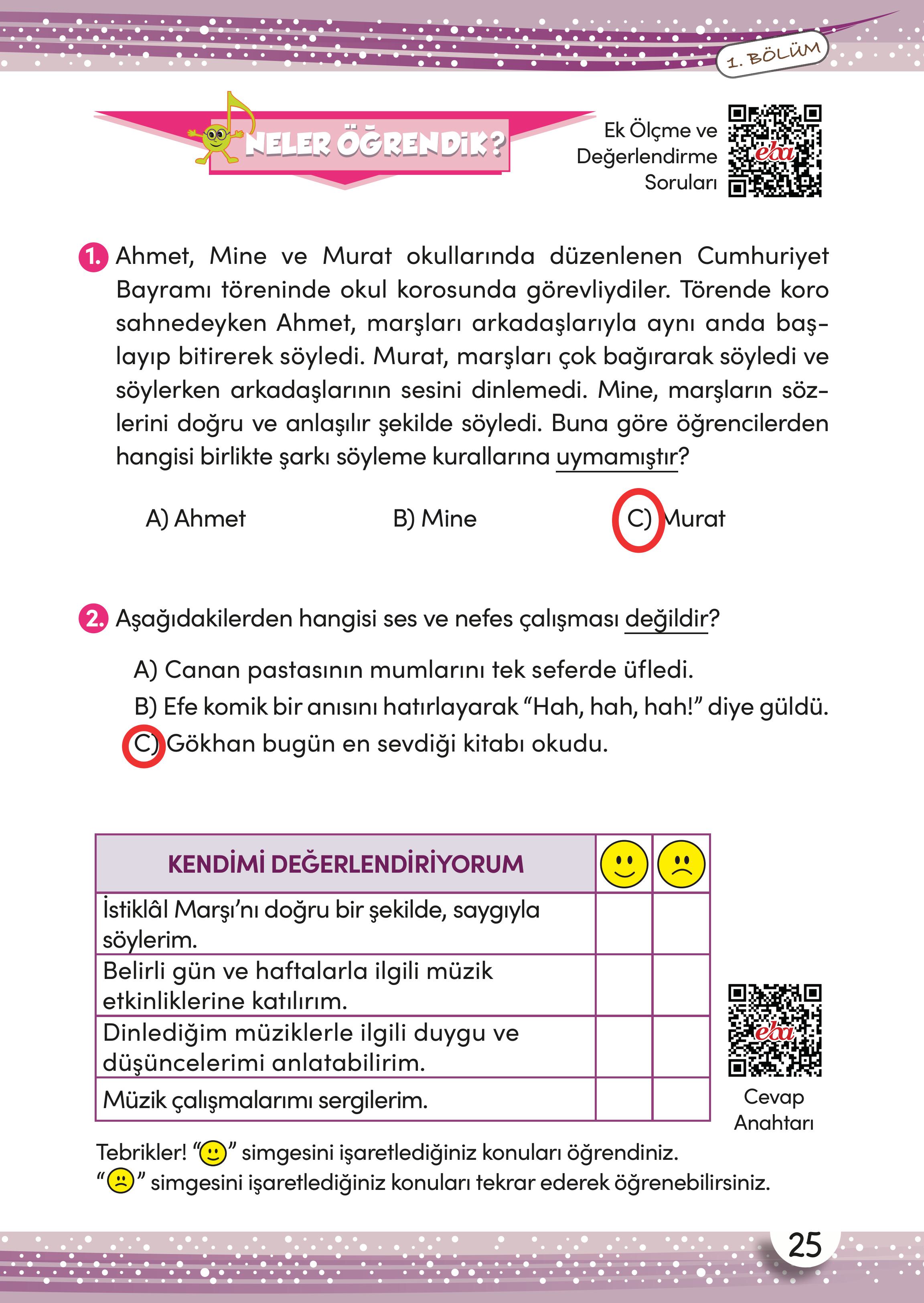 3. Sınıf Meb Yayınları Müzik Ders Kitabı Sayfa 26 Cevapları