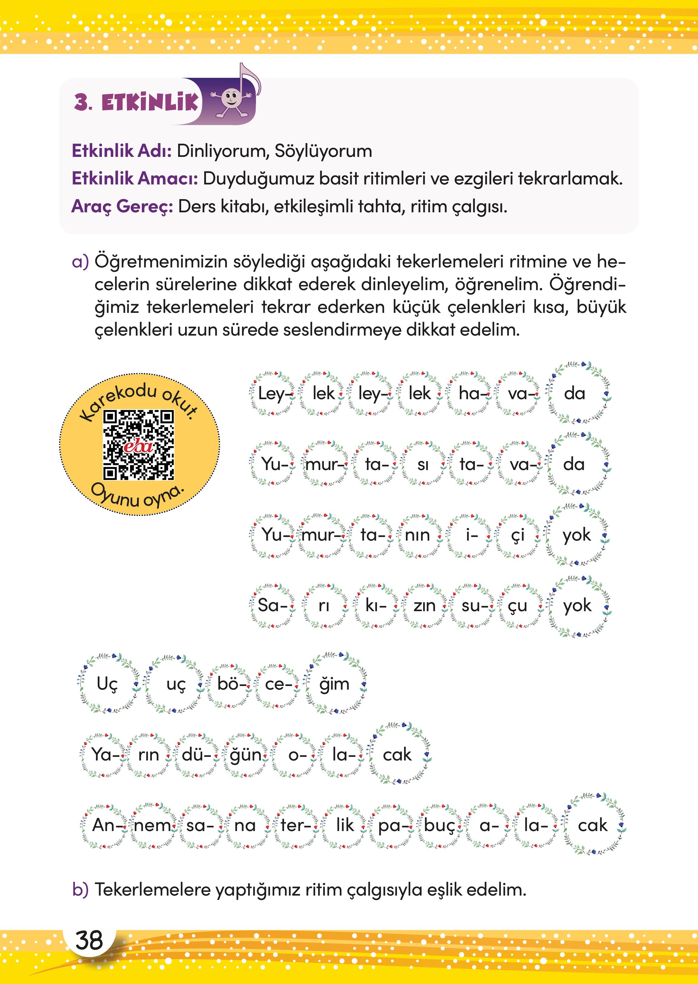 3. Sınıf Meb Yayınları Müzik Ders Kitabı Sayfa 39 Cevapları