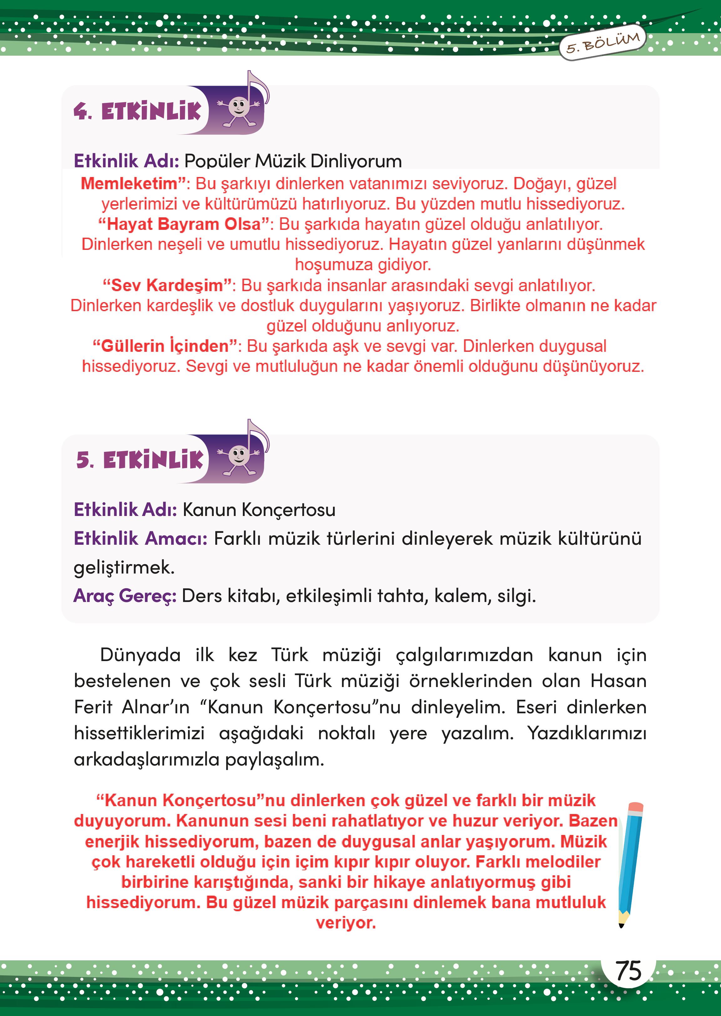 3. Sınıf Meb Yayınları Müzik Ders Kitabı Sayfa 76 Cevapları