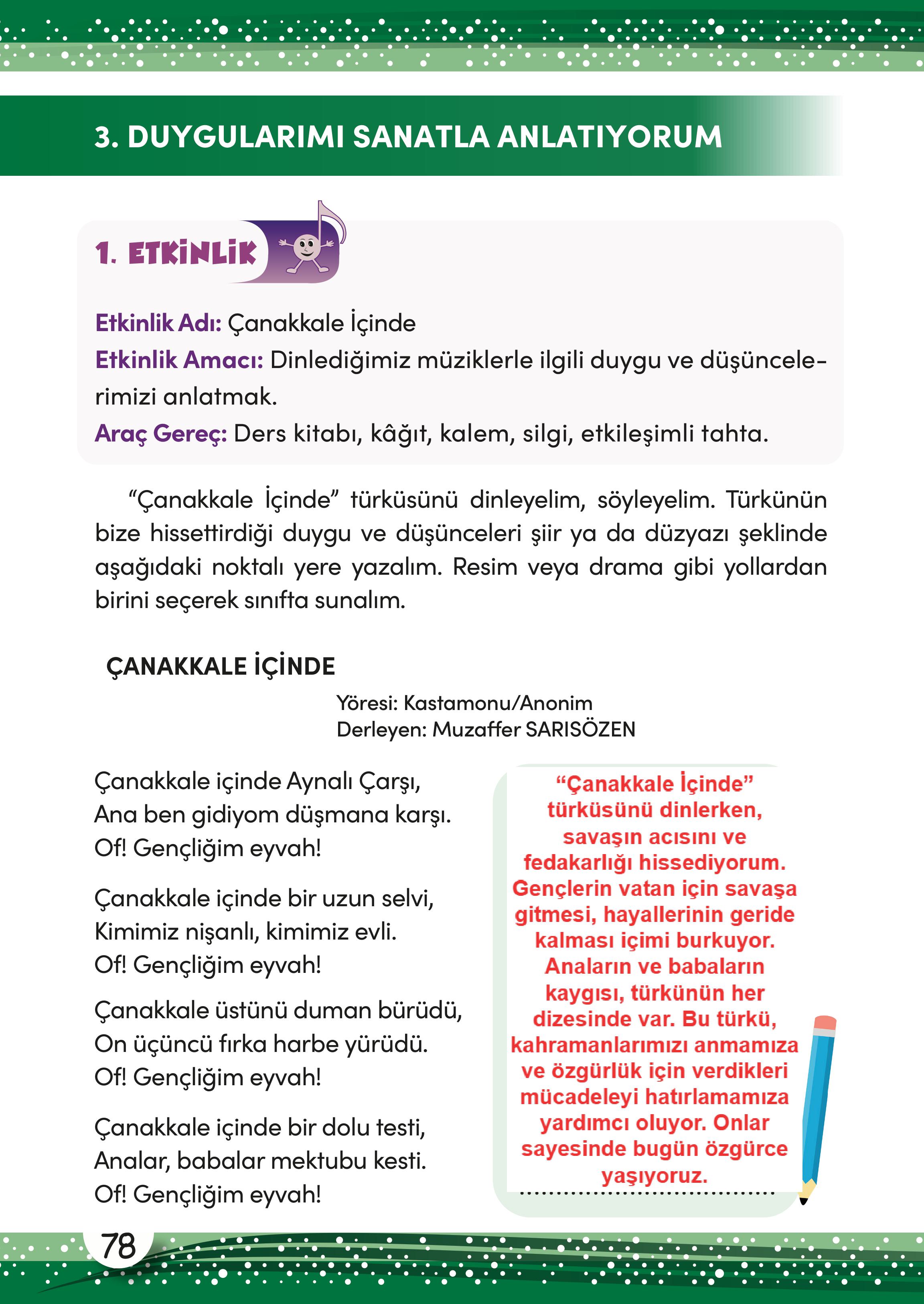 3. Sınıf Meb Yayınları Müzik Ders Kitabı Sayfa 79 Cevapları