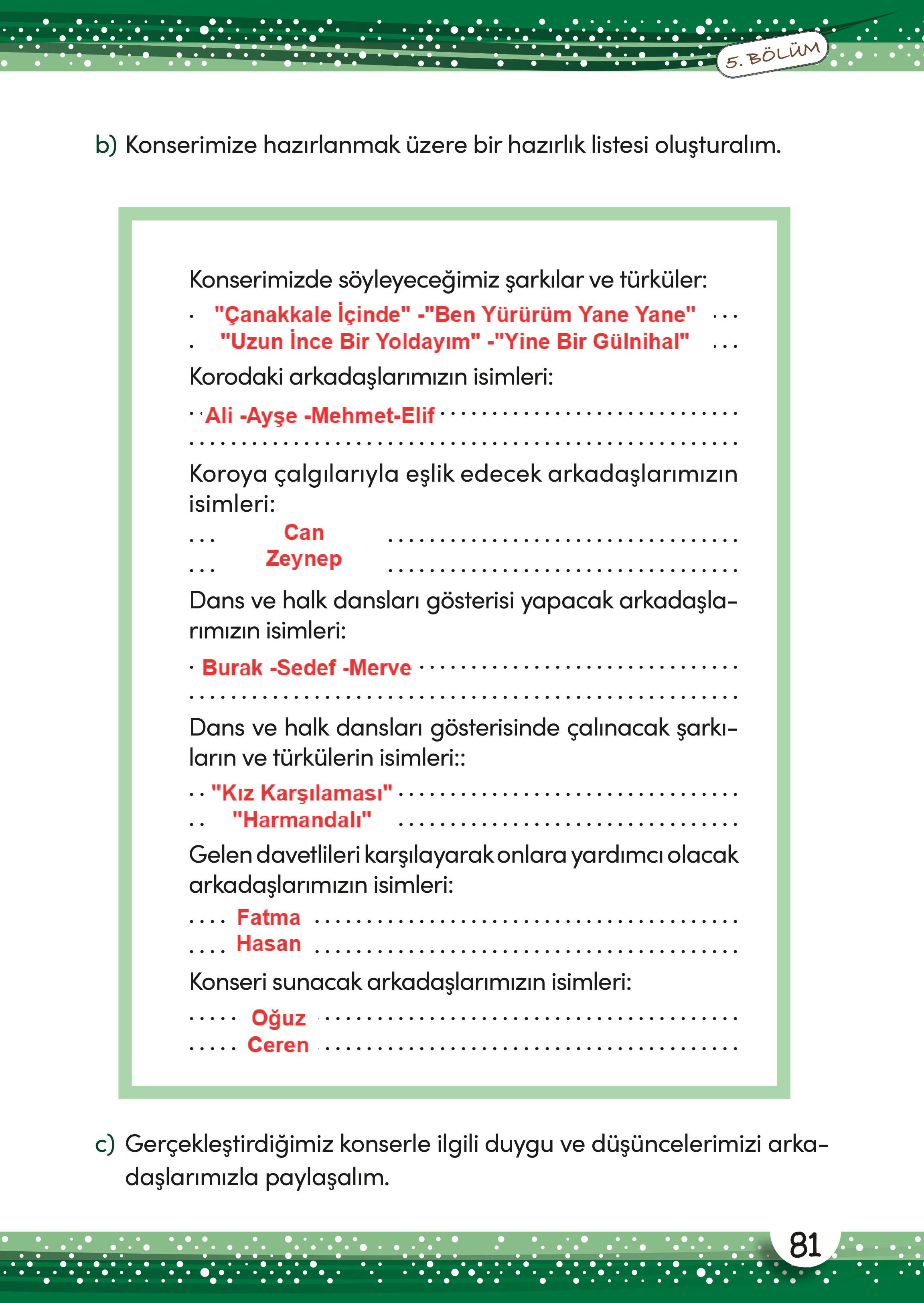 3. Sınıf Meb Yayınları Müzik Ders Kitabı Sayfa 82 Cevapları