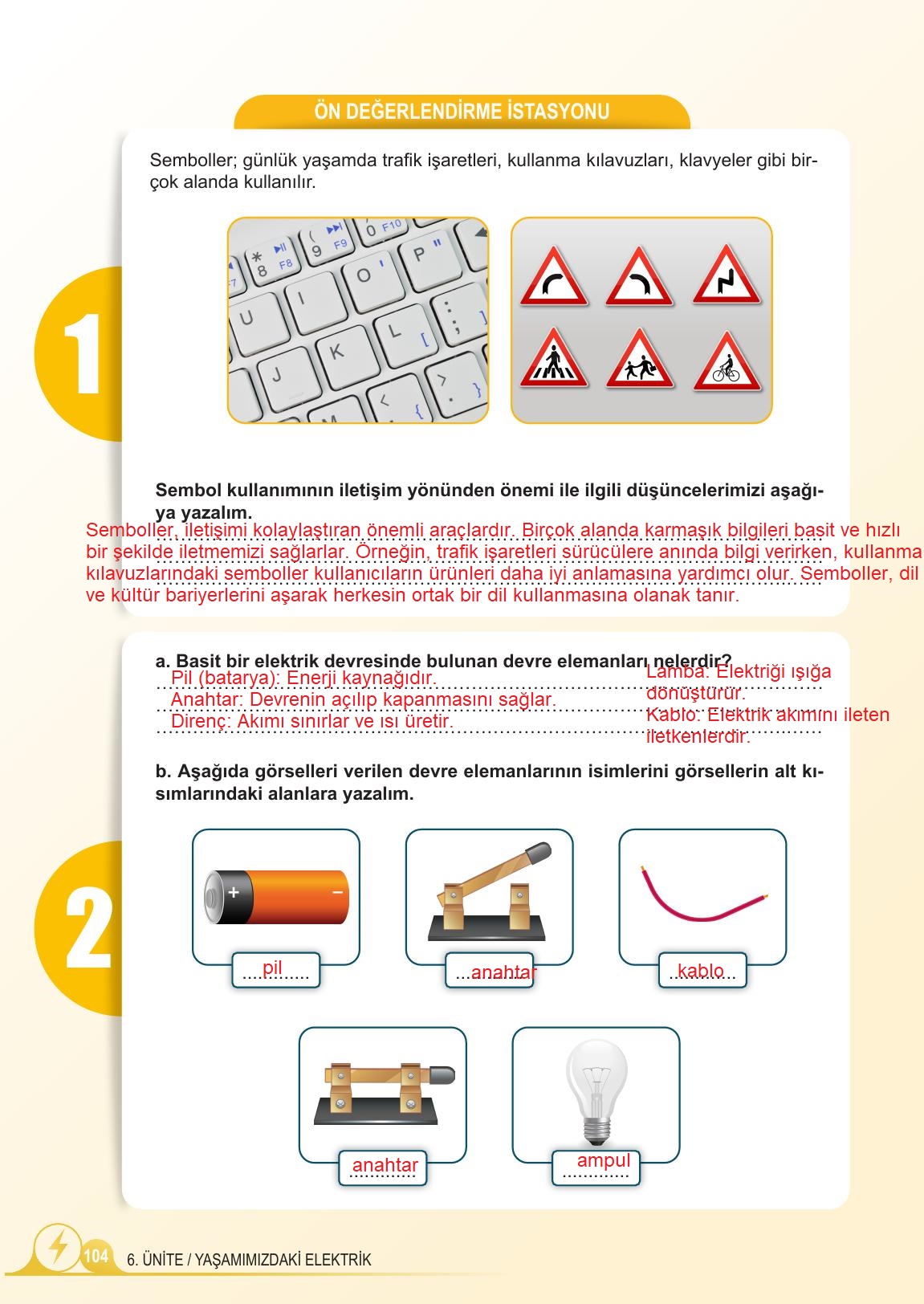 5. Sınıf Meb Yayınları 2. Kitap Fen Bilimleri Ders Kitabı Sayfa 104 Cevapları