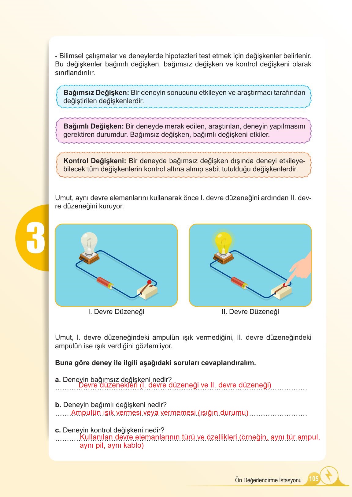 5. Sınıf Meb Yayınları 2. Kitap Fen Bilimleri Ders Kitabı Sayfa 105 Cevapları