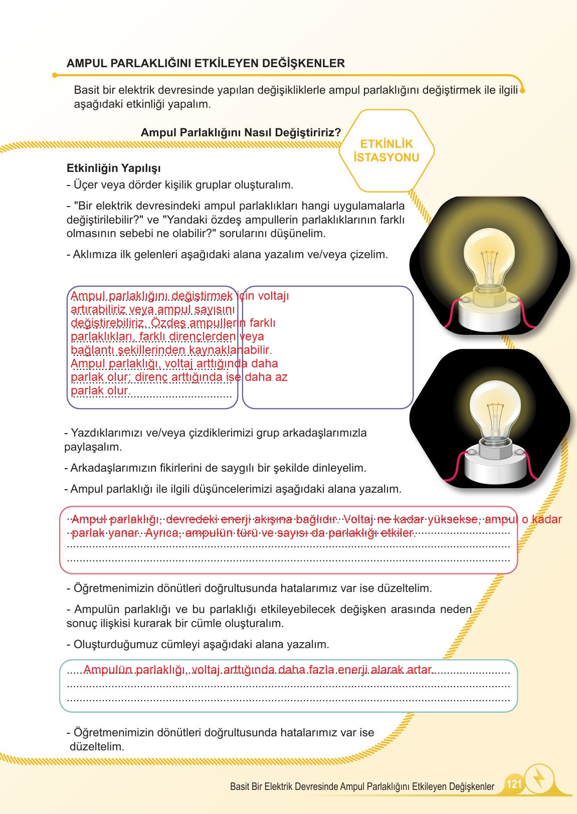 5. Sınıf Meb Yayınları 2. Kitap Fen Bilimleri Ders Kitabı Sayfa 121 Cevapları