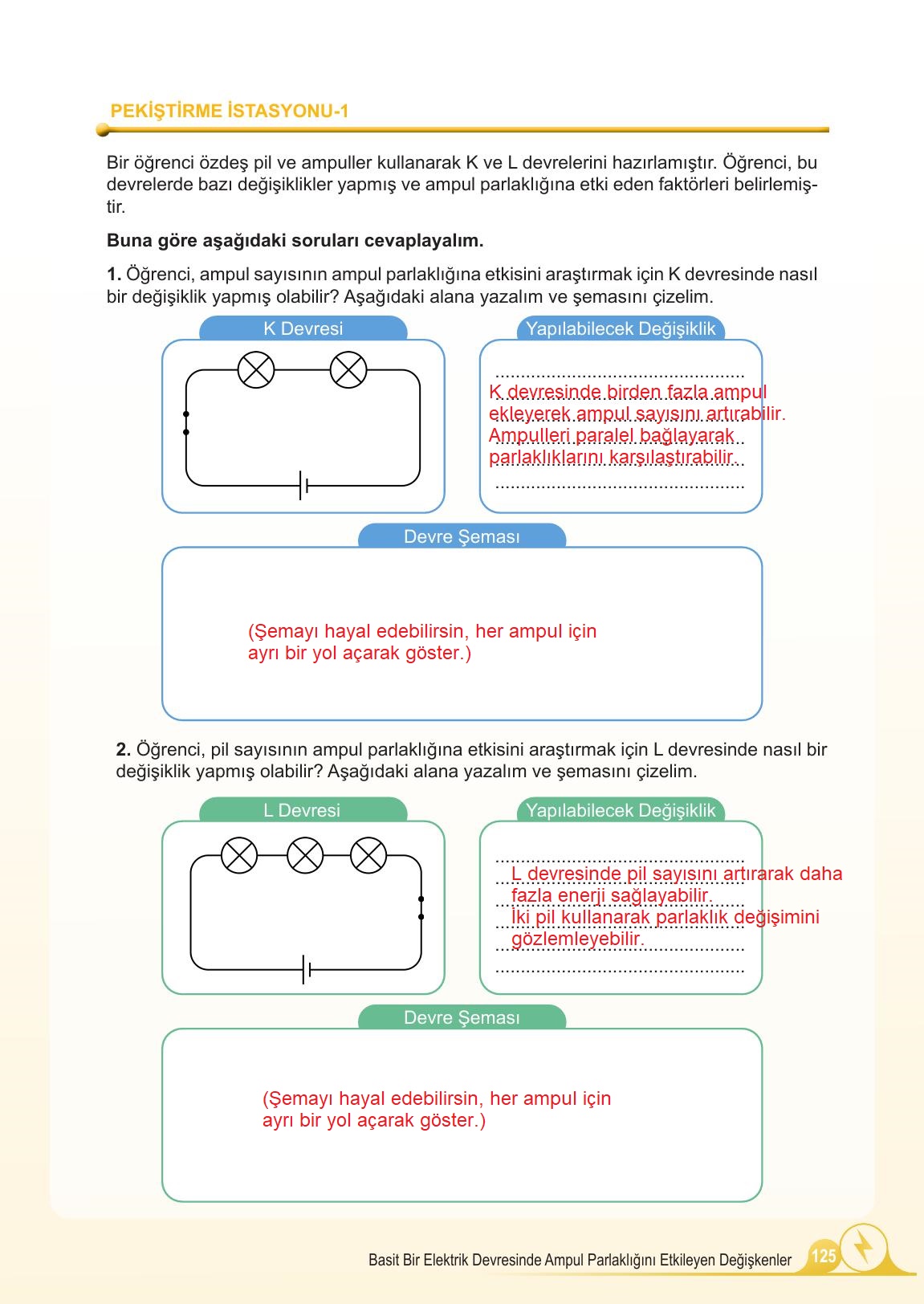 5. Sınıf Meb Yayınları 2. Kitap Fen Bilimleri Ders Kitabı Sayfa 125 Cevapları