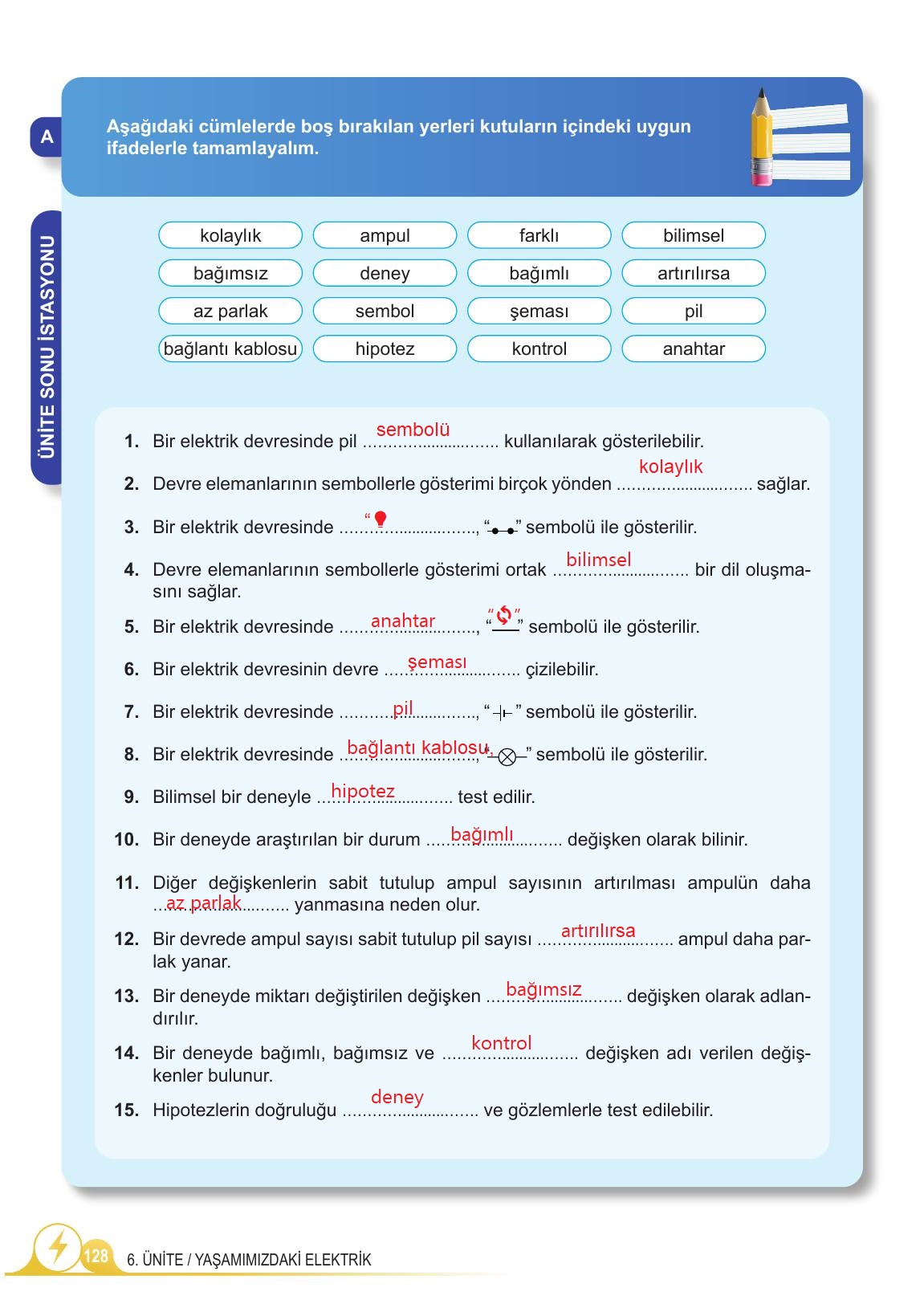 5. Sınıf Meb Yayınları 2. Kitap Fen Bilimleri Ders Kitabı Sayfa 128 Cevapları