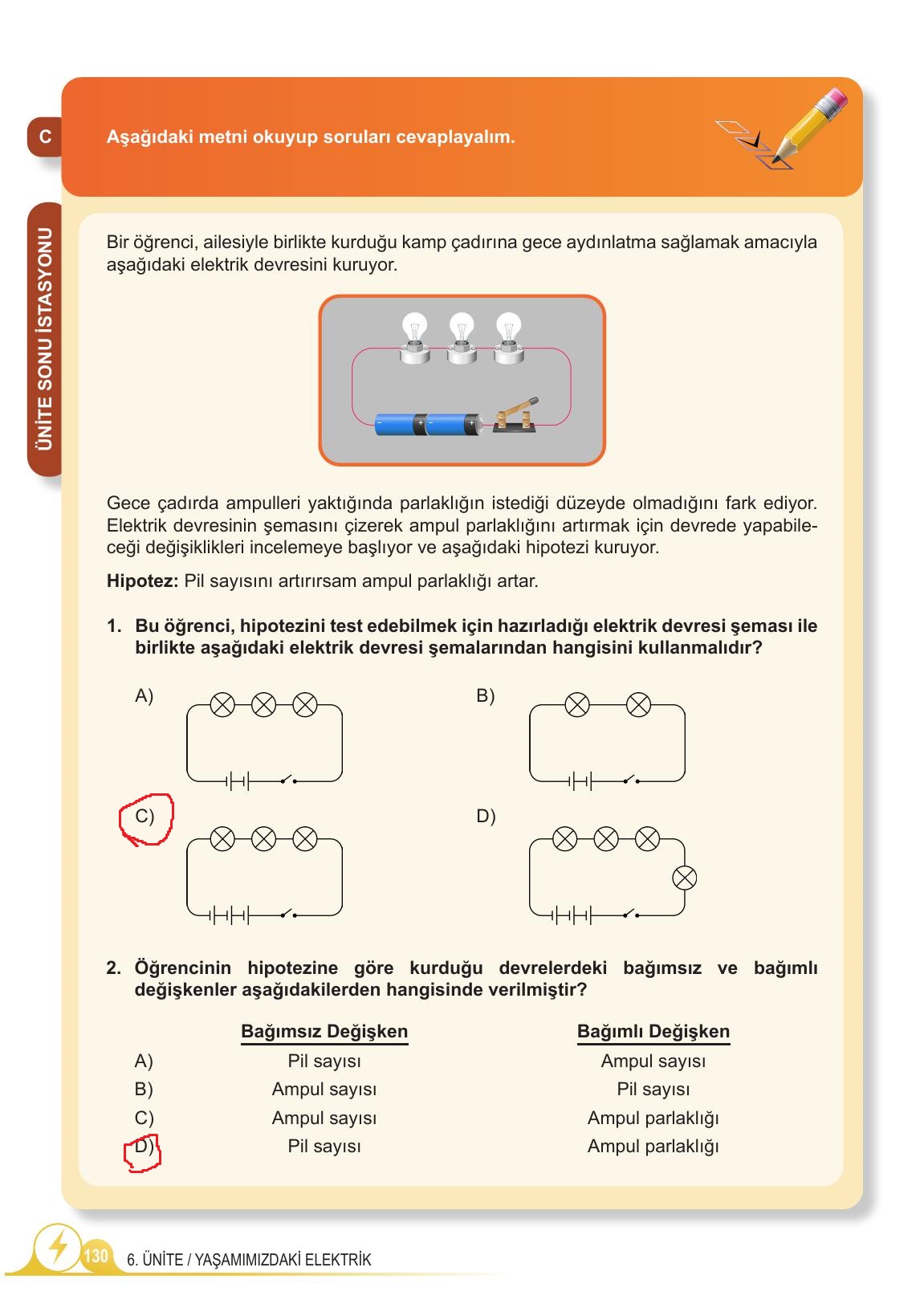 5. Sınıf Meb Yayınları 2. Kitap Fen Bilimleri Ders Kitabı Sayfa 130 Cevapları