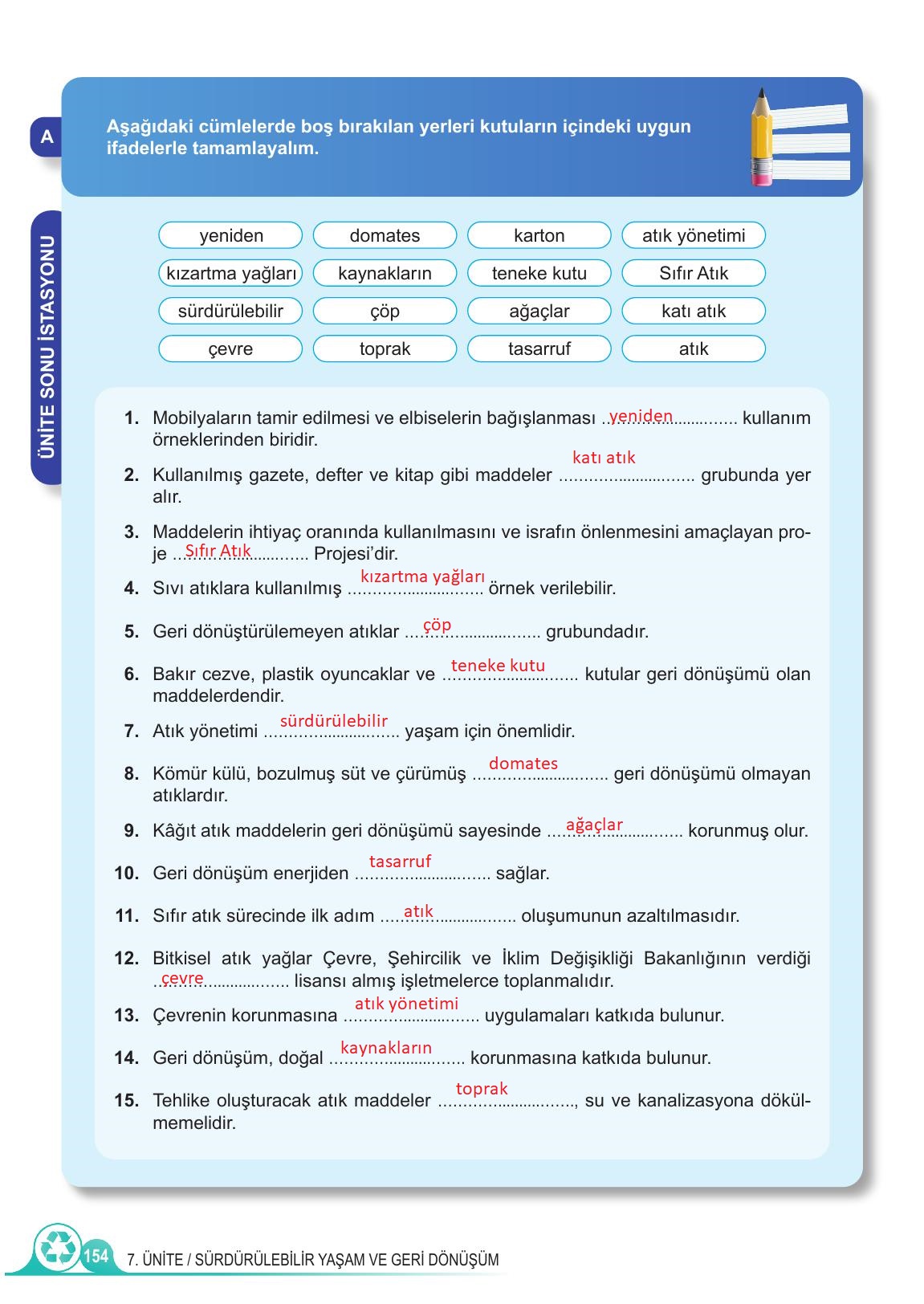 5. Sınıf Meb Yayınları 2. Kitap Fen Bilimleri Ders Kitabı Sayfa 154 Cevapları