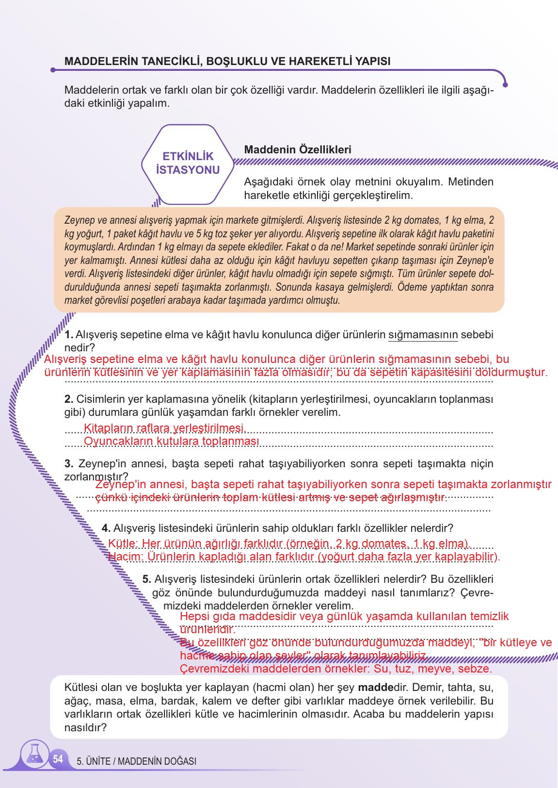 5. Sınıf Meb Yayınları 2. Kitap Fen Bilimleri Ders Kitabı Sayfa 54 Cevapları