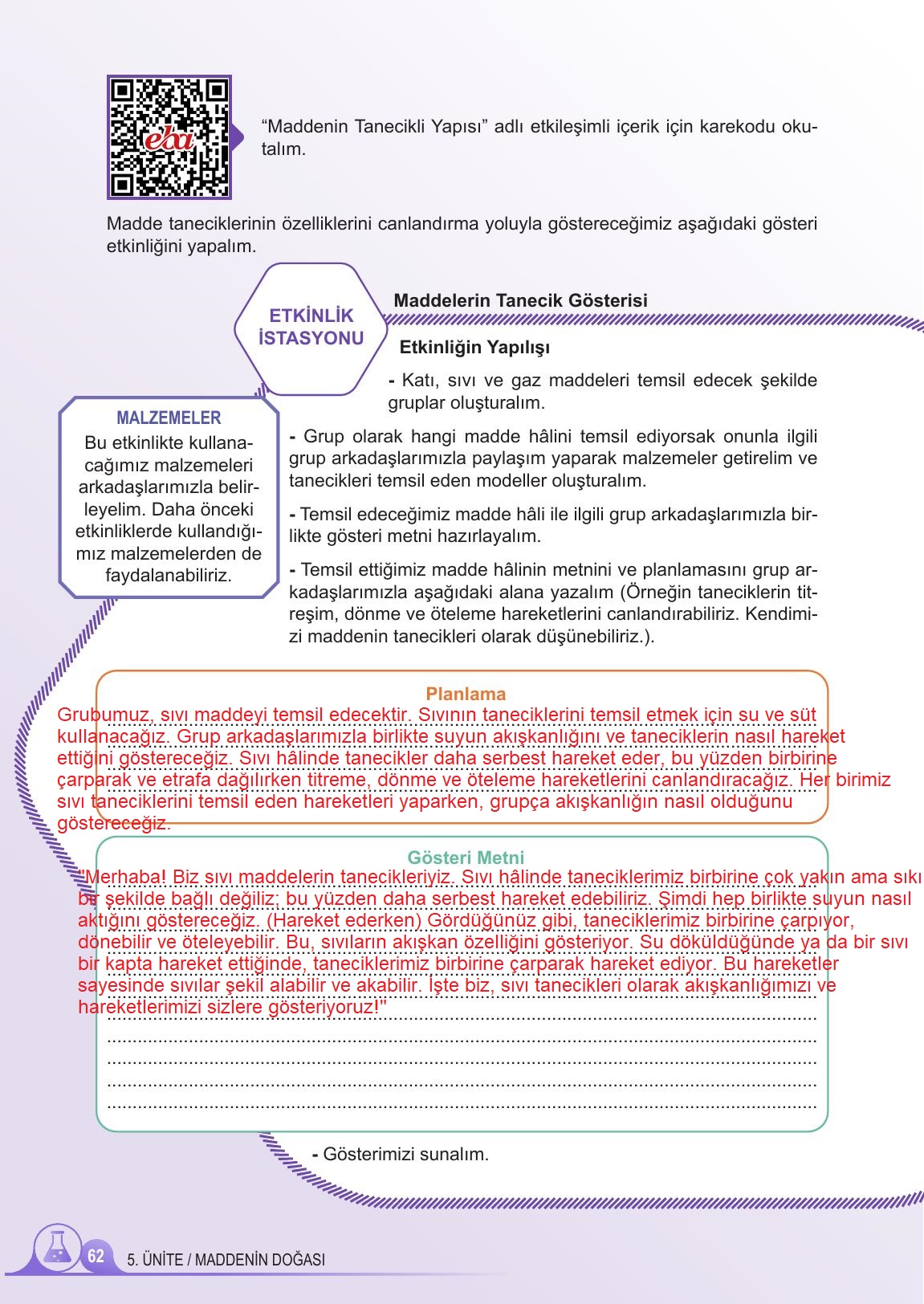 5. Sınıf Meb Yayınları 2. Kitap Fen Bilimleri Ders Kitabı Sayfa 62 Cevapları