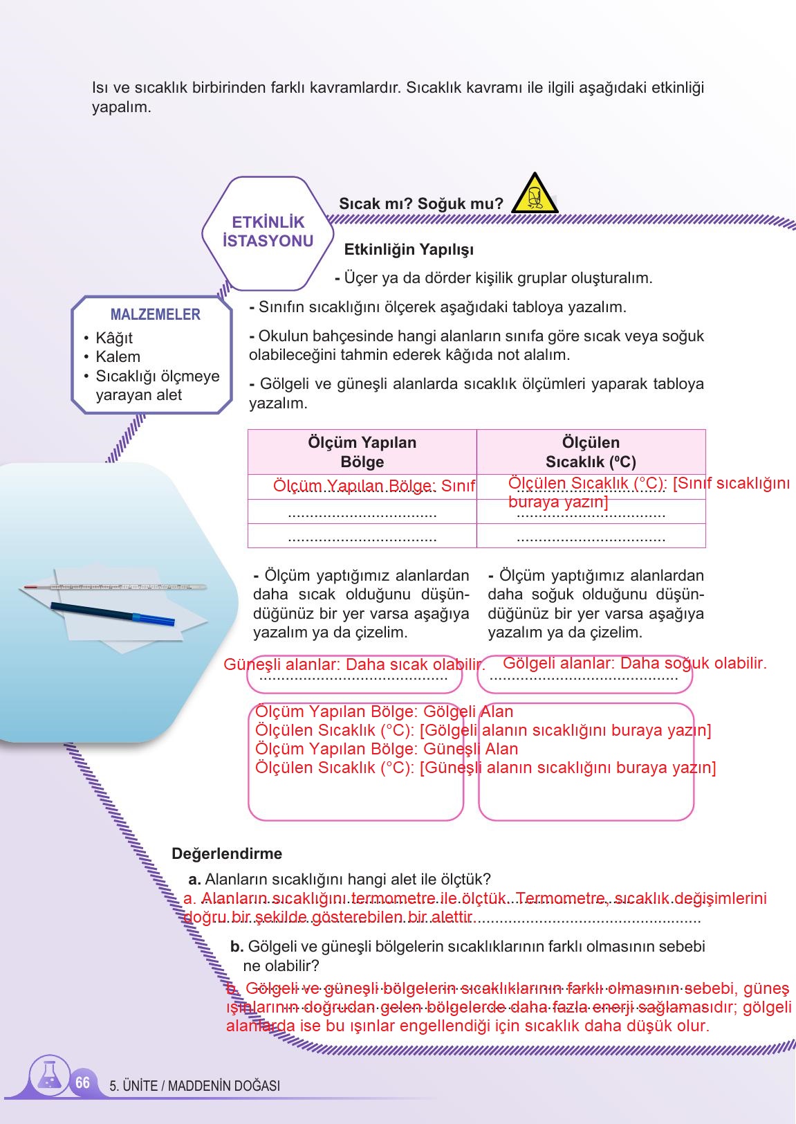 5. Sınıf Meb Yayınları 2. Kitap Fen Bilimleri Ders Kitabı Sayfa 66 Cevapları