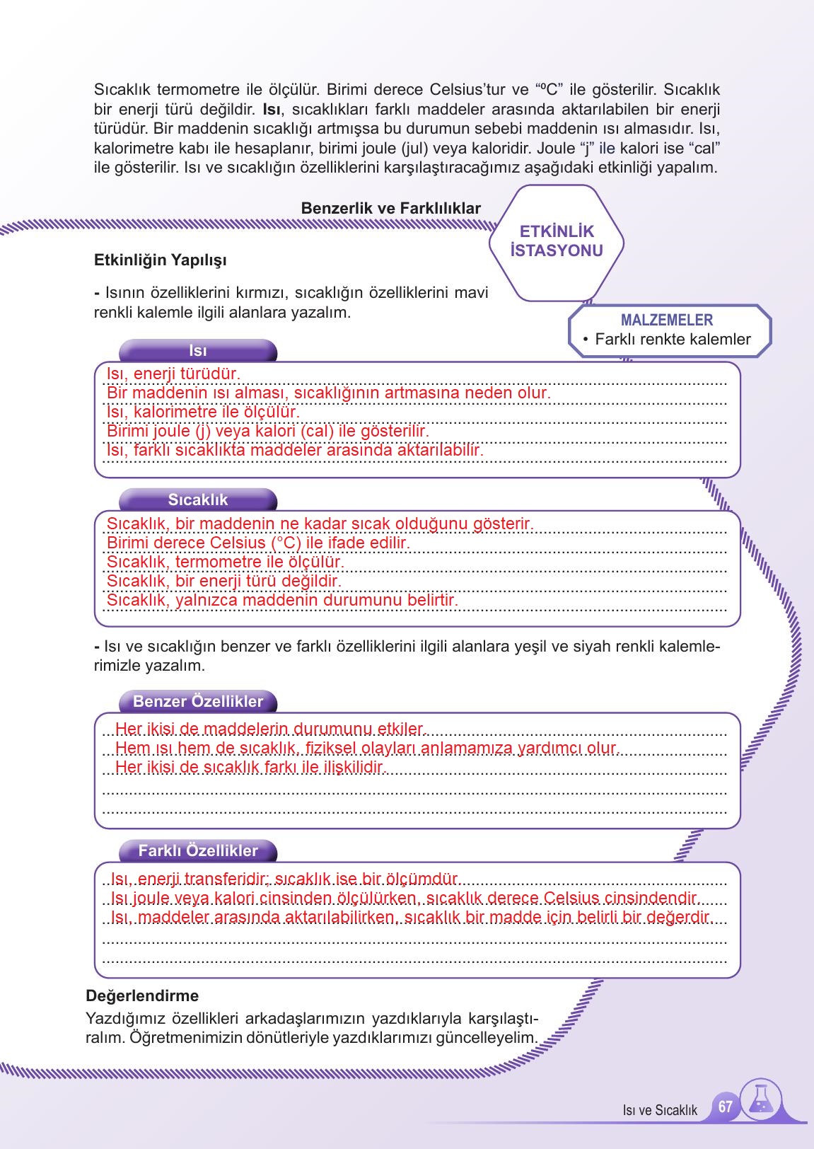 5. Sınıf Meb Yayınları 2. Kitap Fen Bilimleri Ders Kitabı Sayfa 67 Cevapları