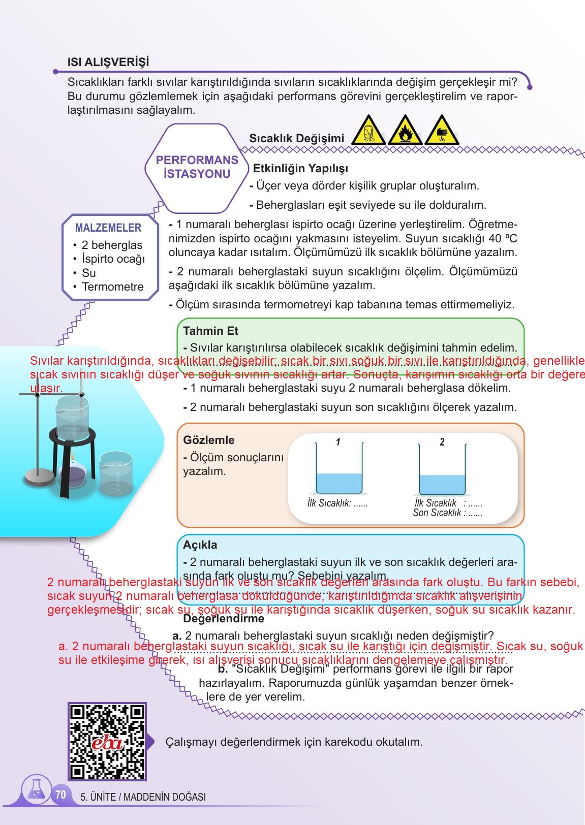 5. Sınıf Meb Yayınları 2. Kitap Fen Bilimleri Ders Kitabı Sayfa 70 Cevapları