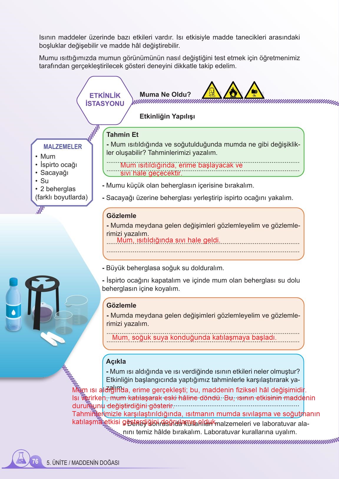 5. Sınıf Meb Yayınları 2. Kitap Fen Bilimleri Ders Kitabı Sayfa 76 Cevapları