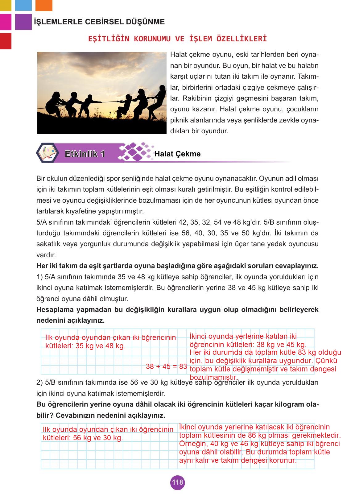 5. Sınıf Meb Yayınları 2. Kitap Matematik Ders Kitabı Sayfa 118 Cevapları